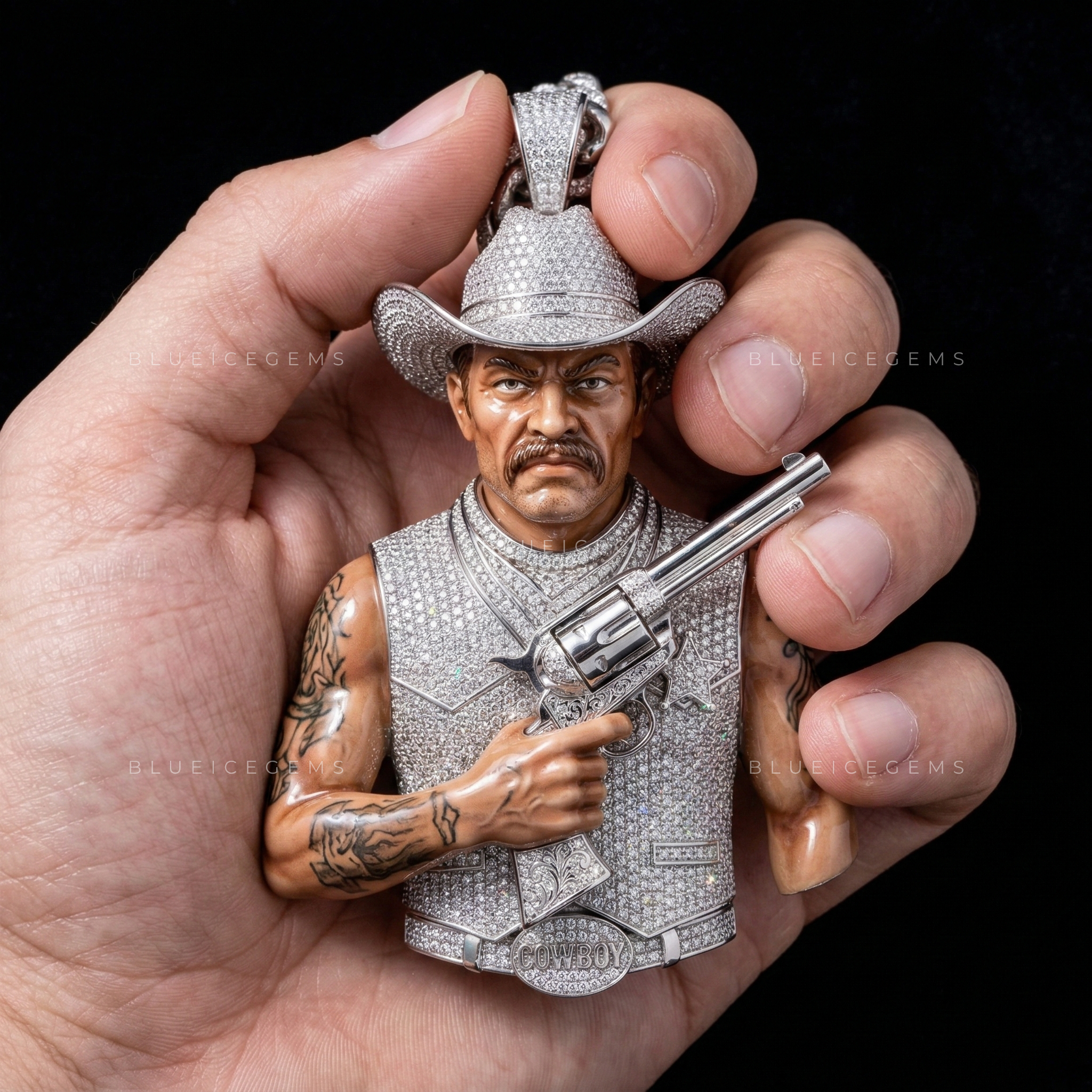 The "Outlaw" Marshal: 3D Cinematic Portrait & Iced-Out Western Sovereign