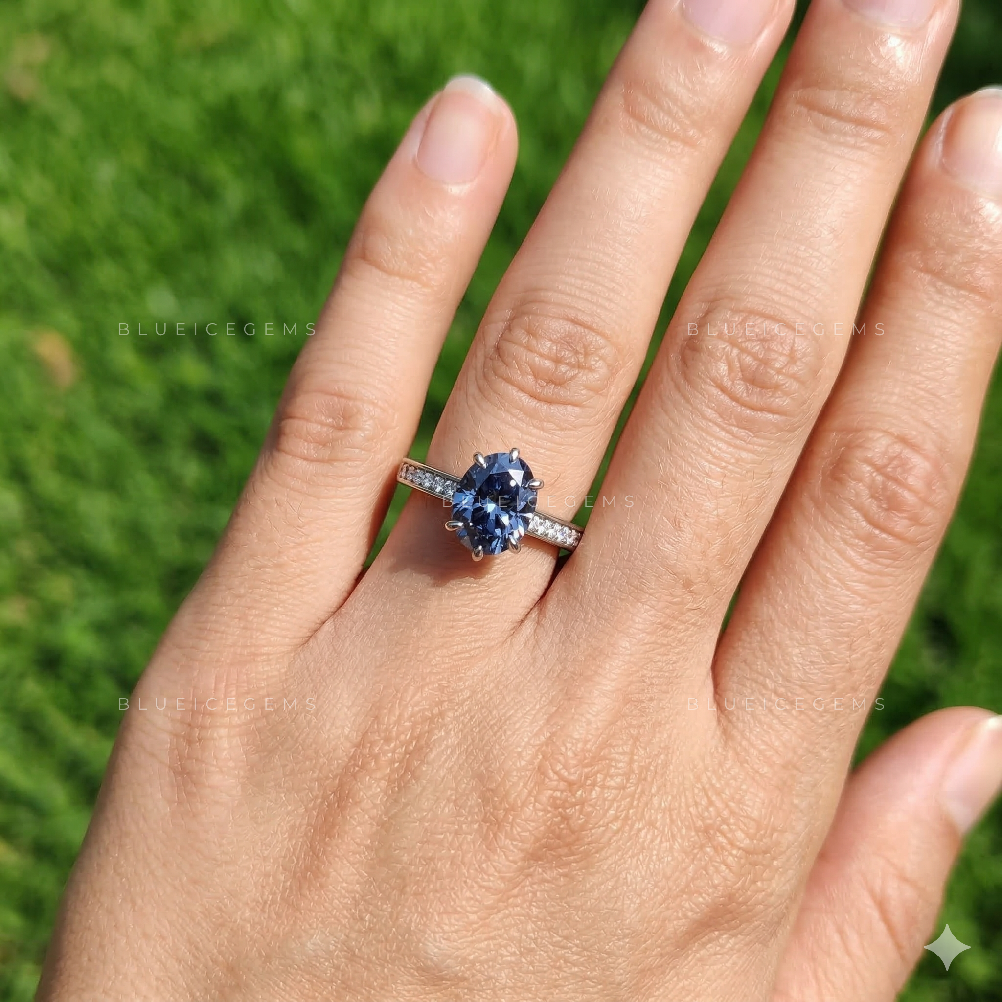 Deep Velvet Oval Cut Royal Blue Pavé Ring