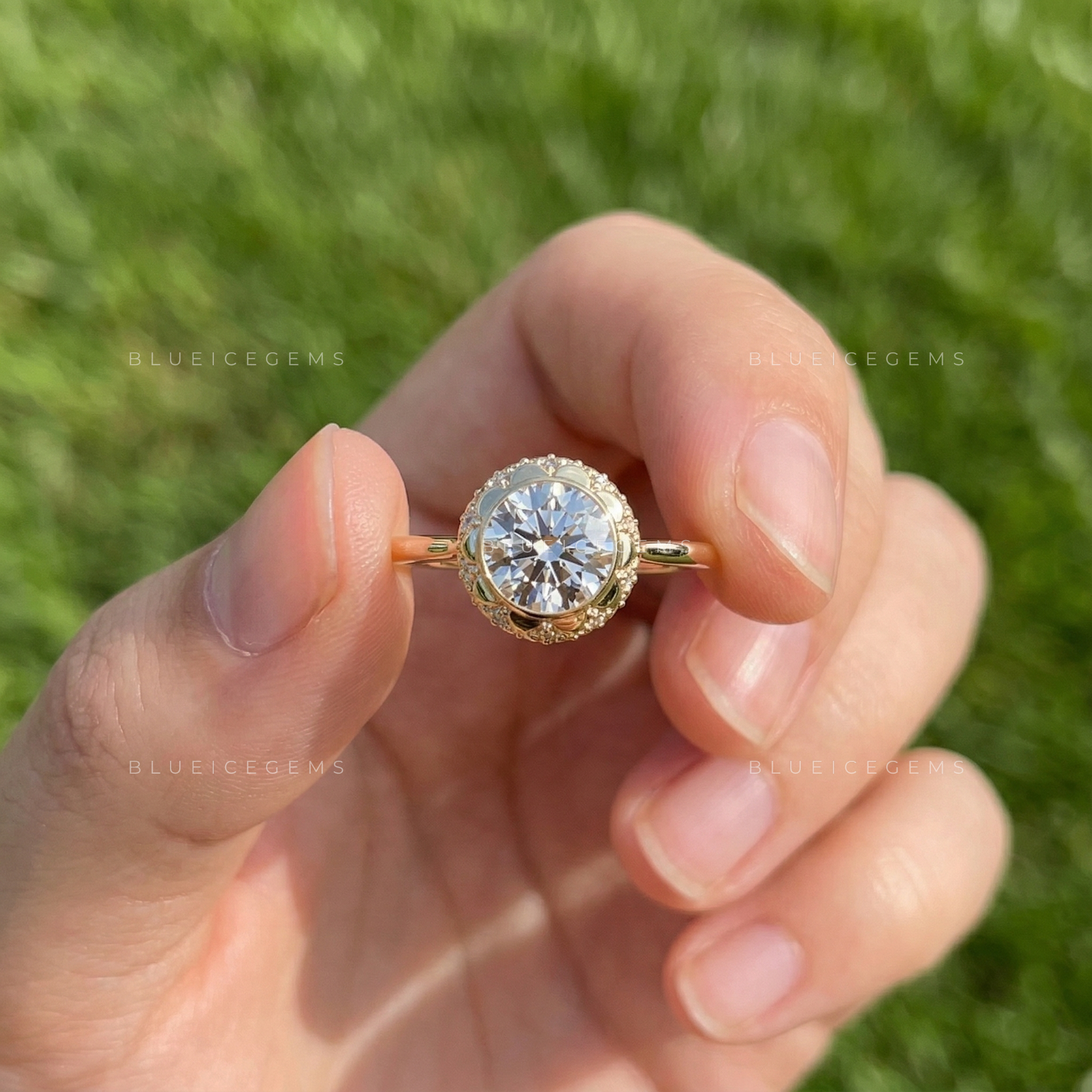 Timeless Radiance Round Cut Pavé Engagement Ring