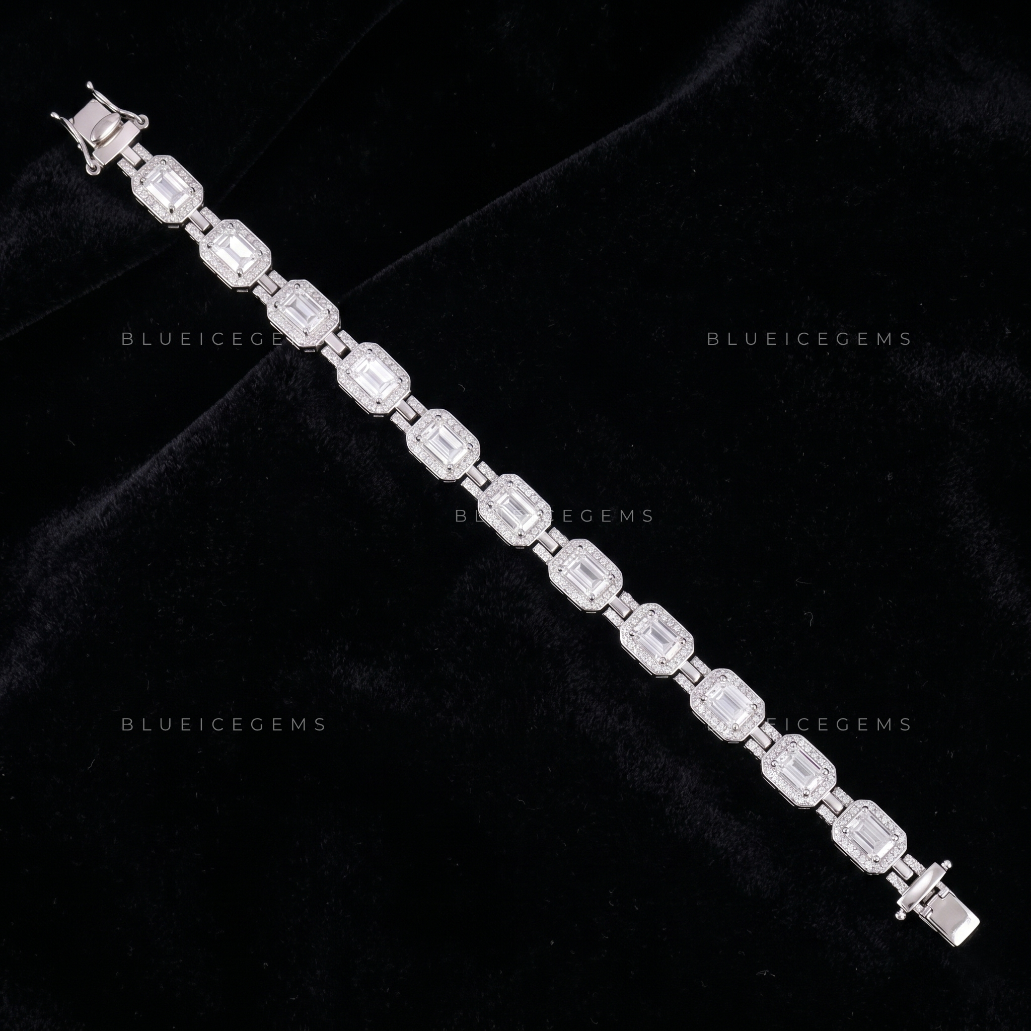 Infinite Halo Emerald-Cut Geometric Fusion Tennis Link