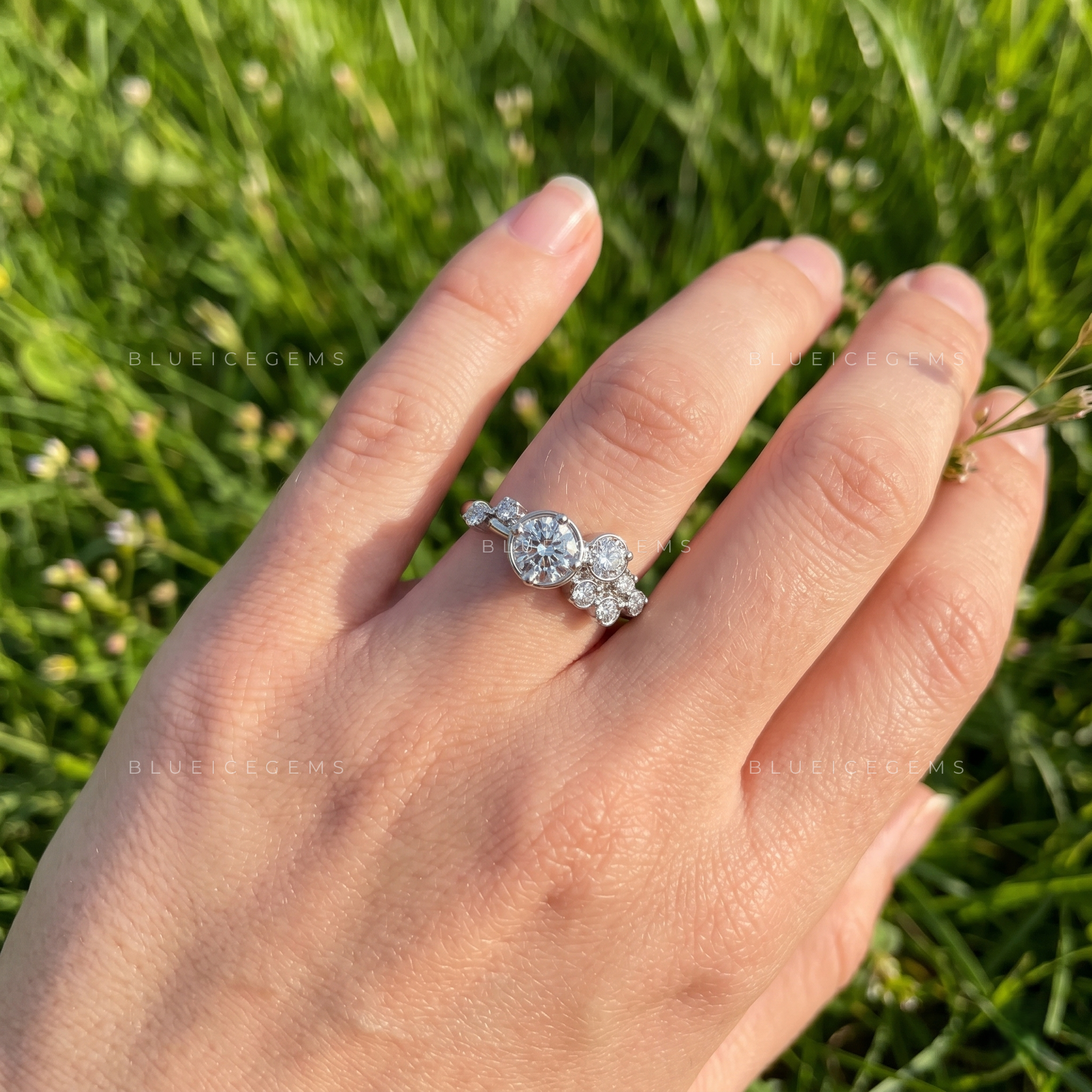 Captivating Multi-Stone Round Brilliant Cluster Statement Ring