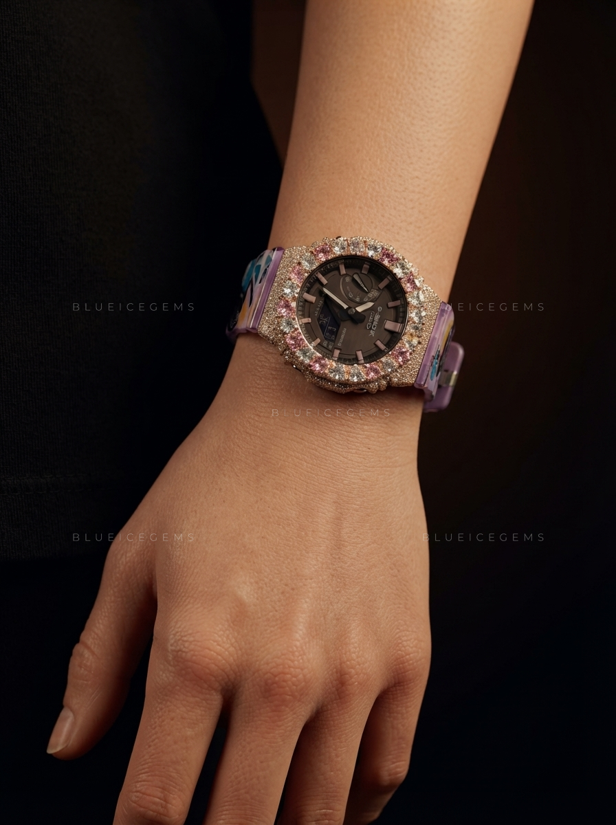 Blush Heart Dynasty Watch – 13+ CT VVS Moissanite