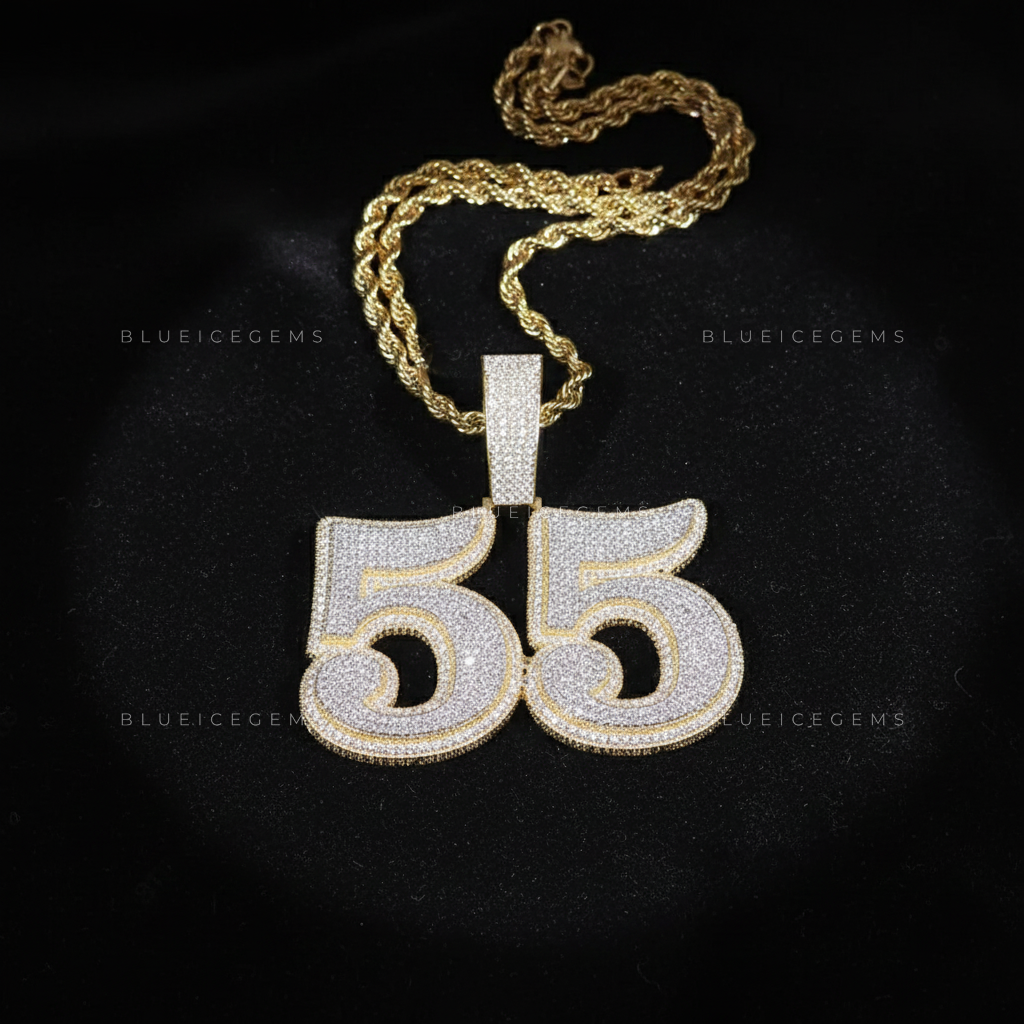 "55" Custom Iced-Out Number Pendant