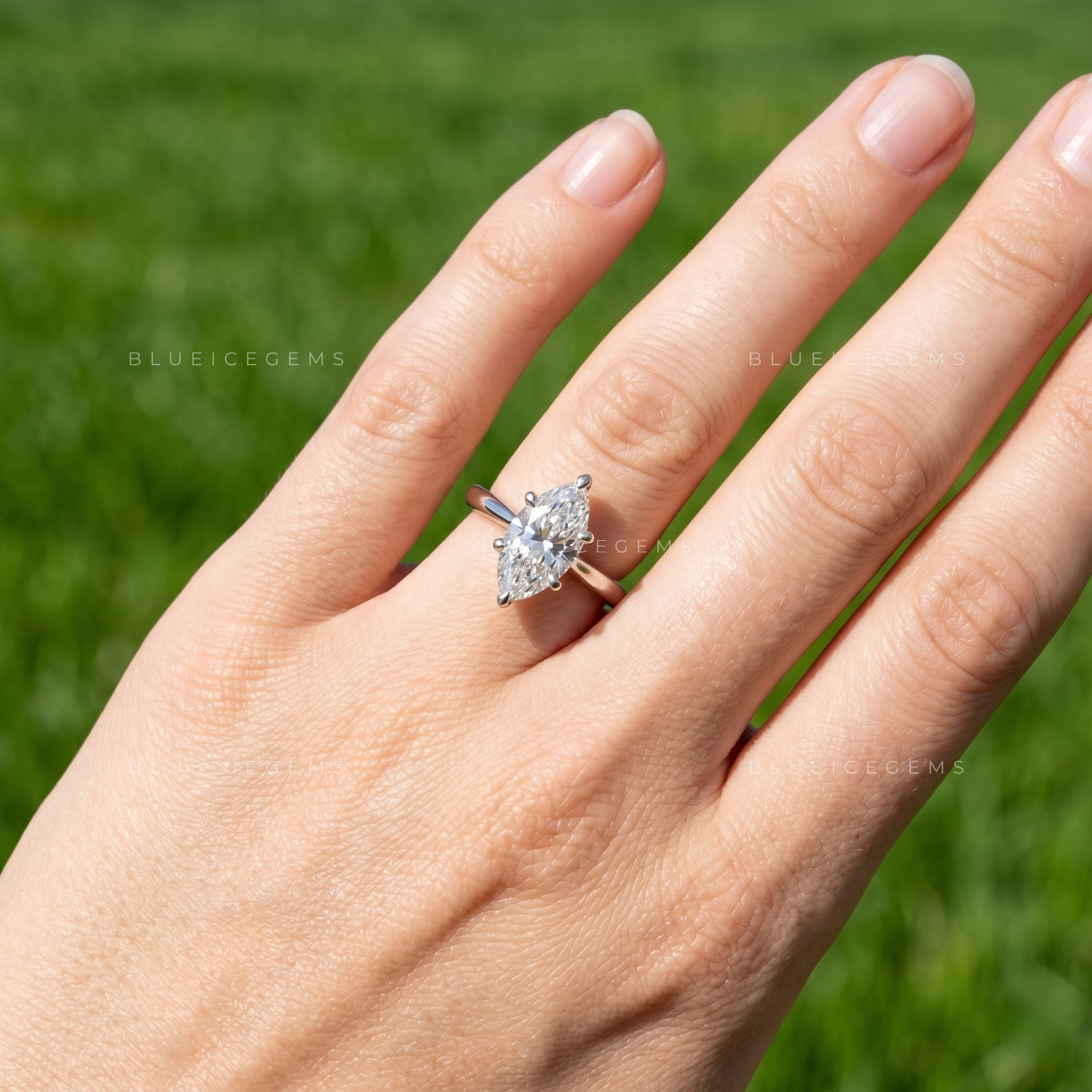Marquise Cut Solitaire Engagement Ring with Exceptional Brilliance