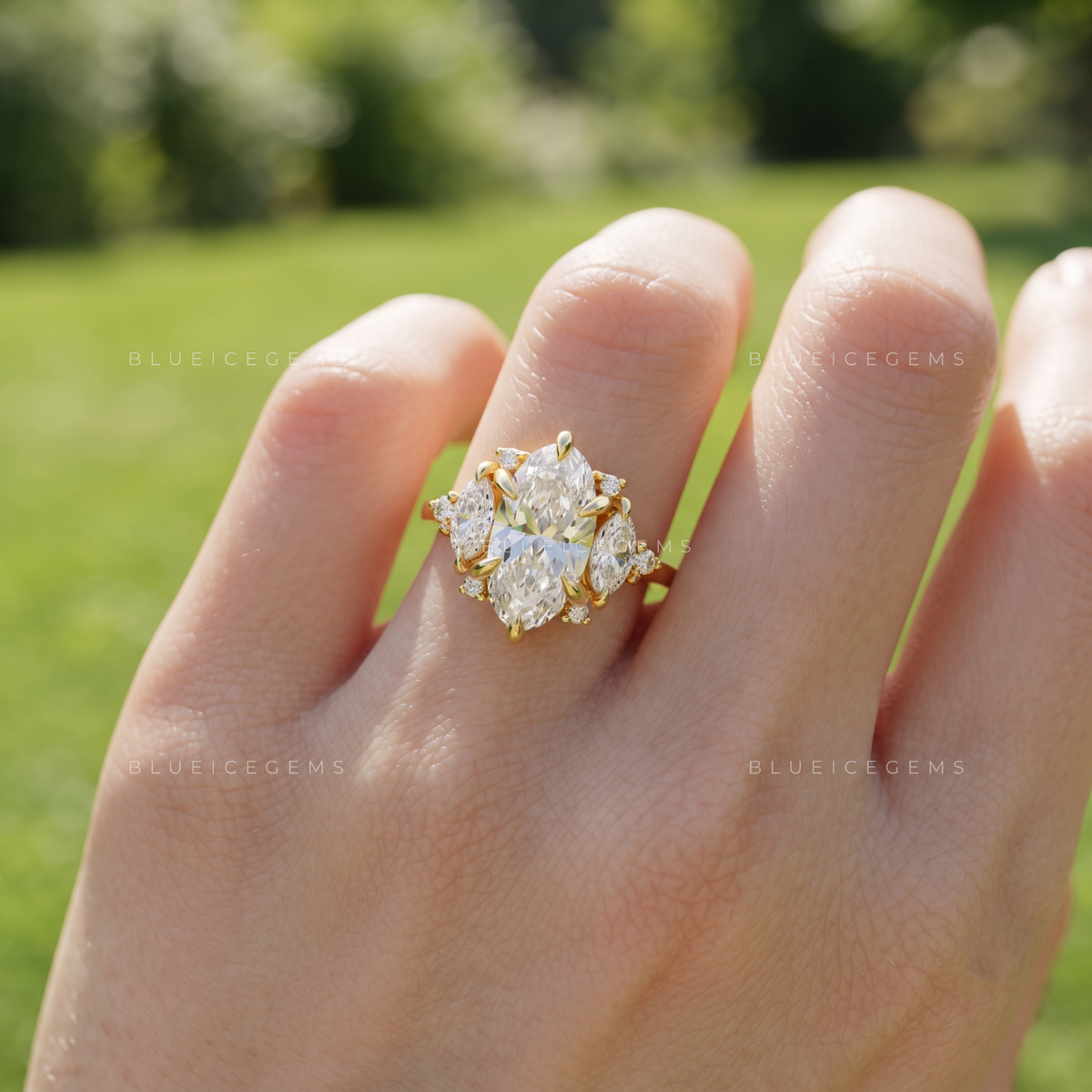 Celestine Sculpted Moval Cut Engagement Ring