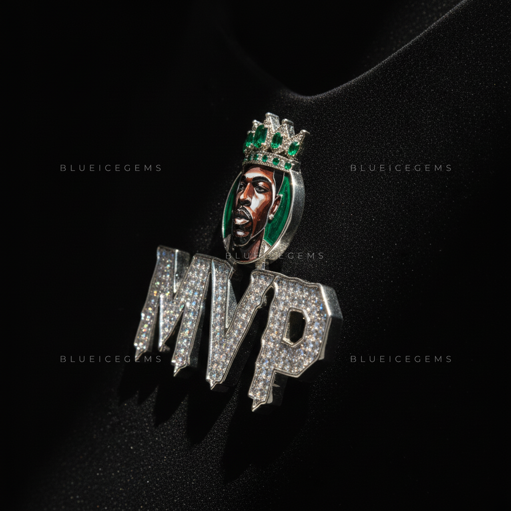 The "MVP" Sovereign: Emerald-Crowned Portrait & Diamond Dripping Monogram