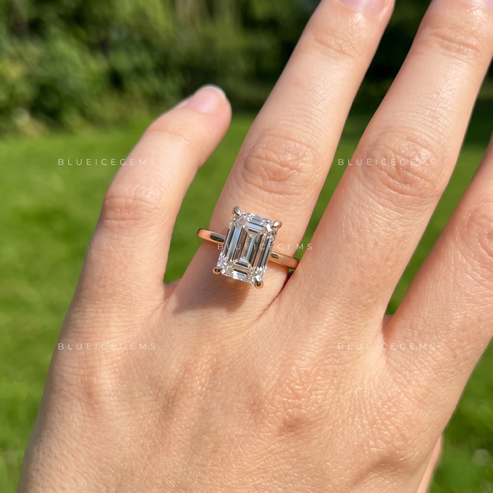 Majestic Clarity Emerald Cut Solitaire Engagement Ring