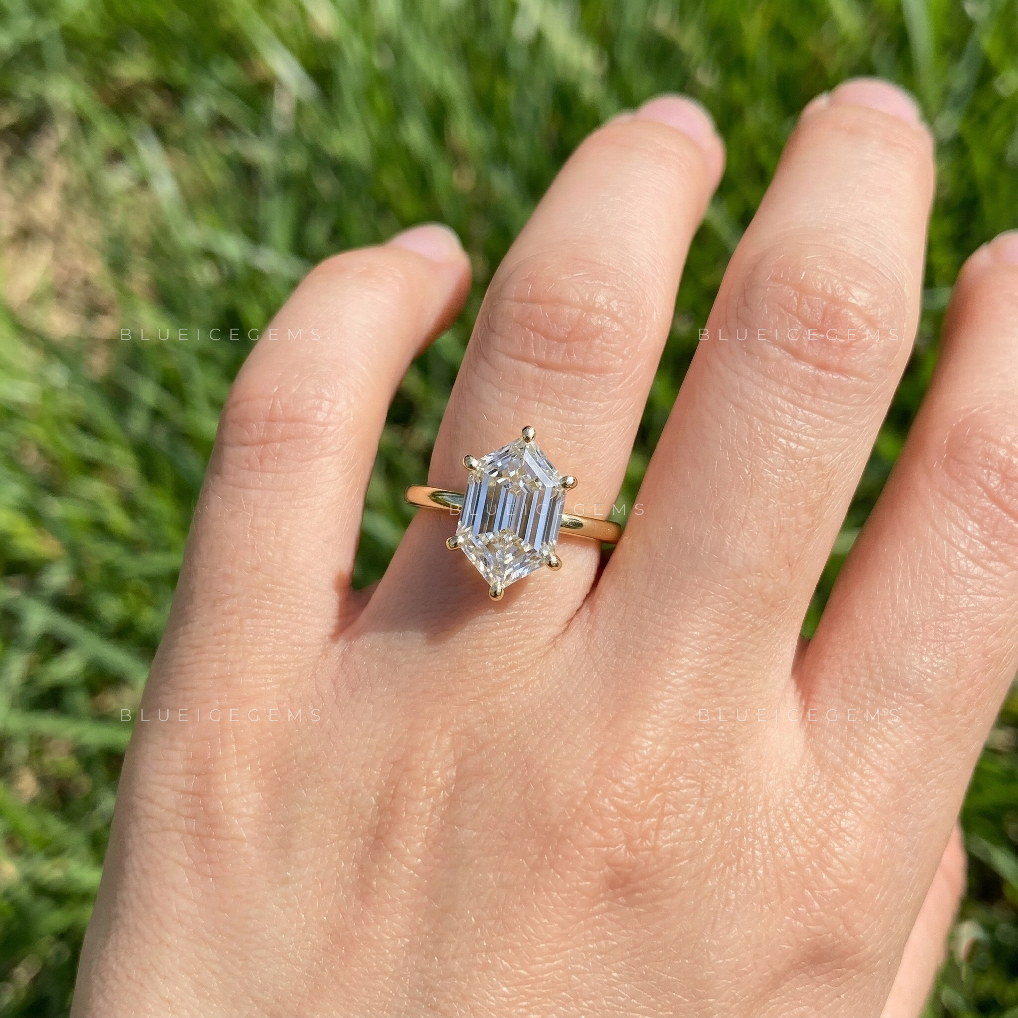 Architectural Allure Hexagon Step Cut Solitaire Ring