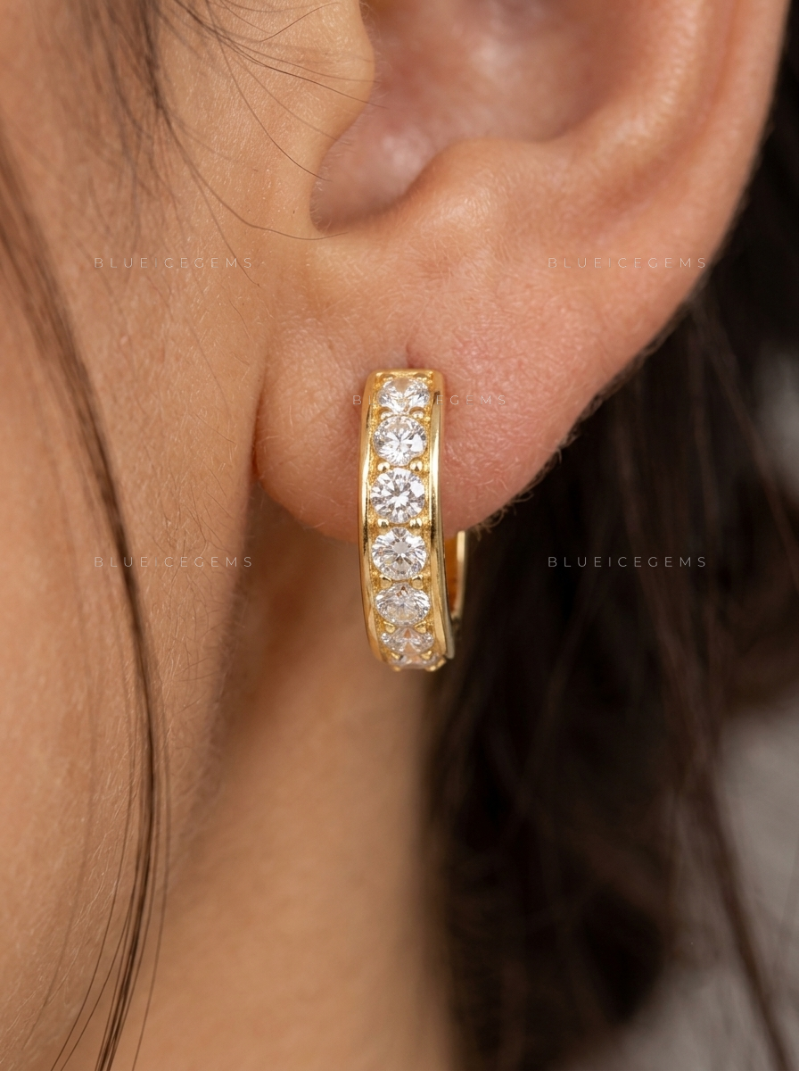 Classic Round Pavé Hoop Earrings
