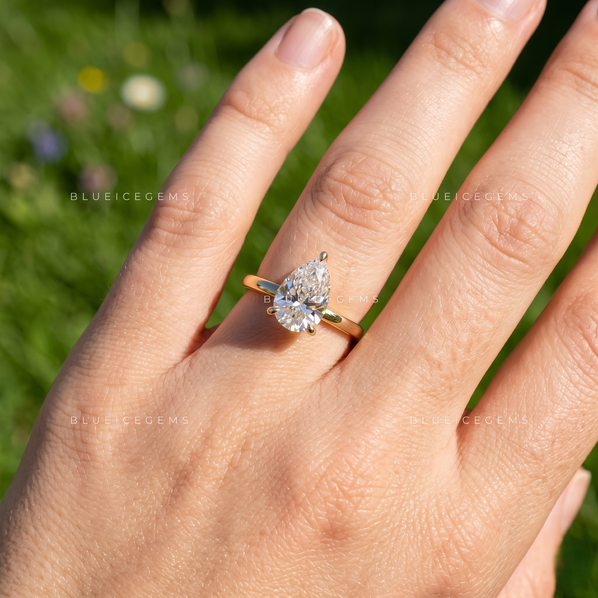 Aurielle Pear Cut Solitaire Engagement Ring