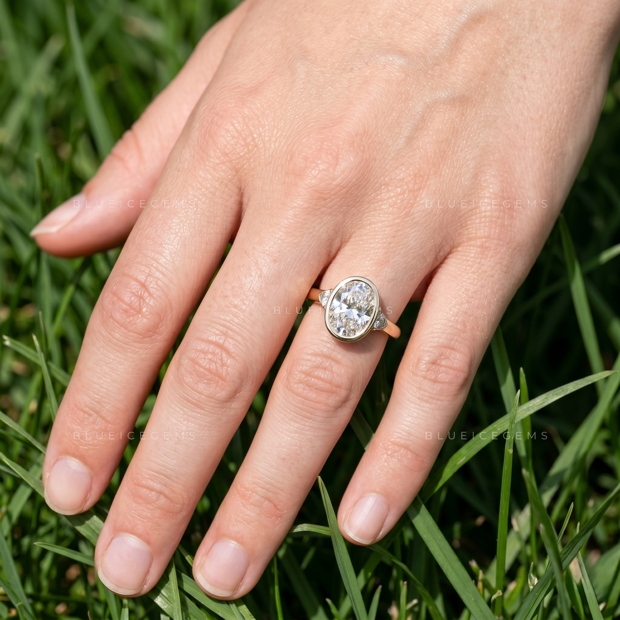 Solara Oval Cut Certified Pavé Accent Solitaire Engagement Ring