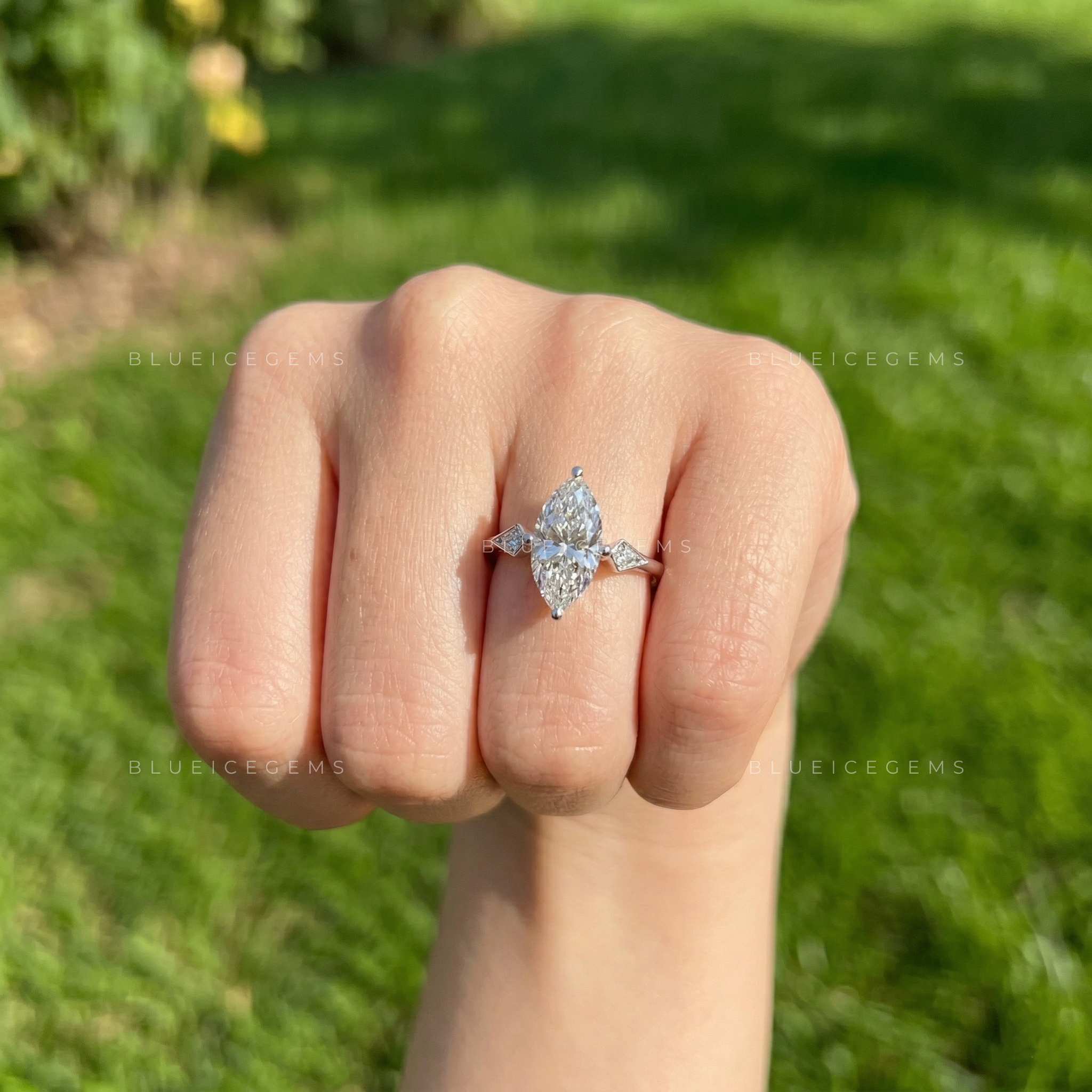 Stellar Silhouette Marquise Cut Hidden Halo Ring