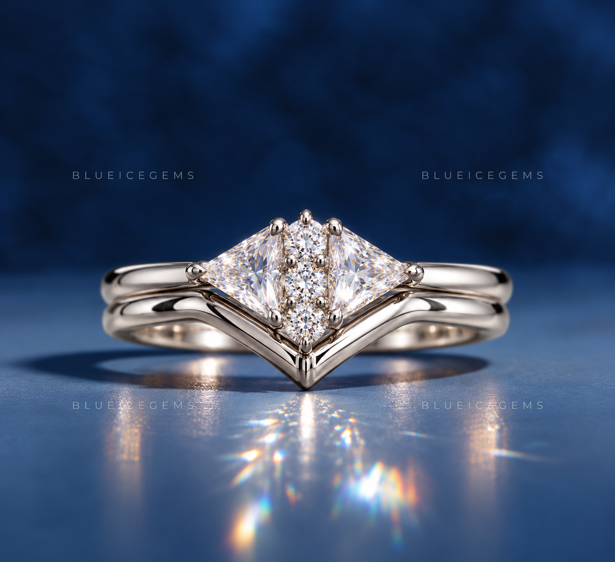 Modern Trillion Cut Geometric Bridal Set