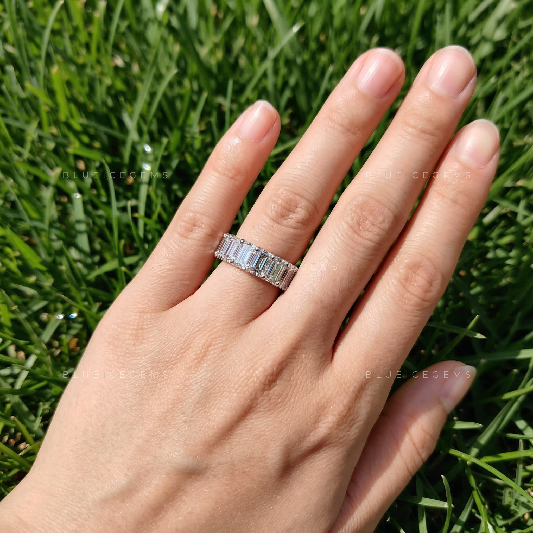 Infinite Radiance Emerald Cut Eternity Band
