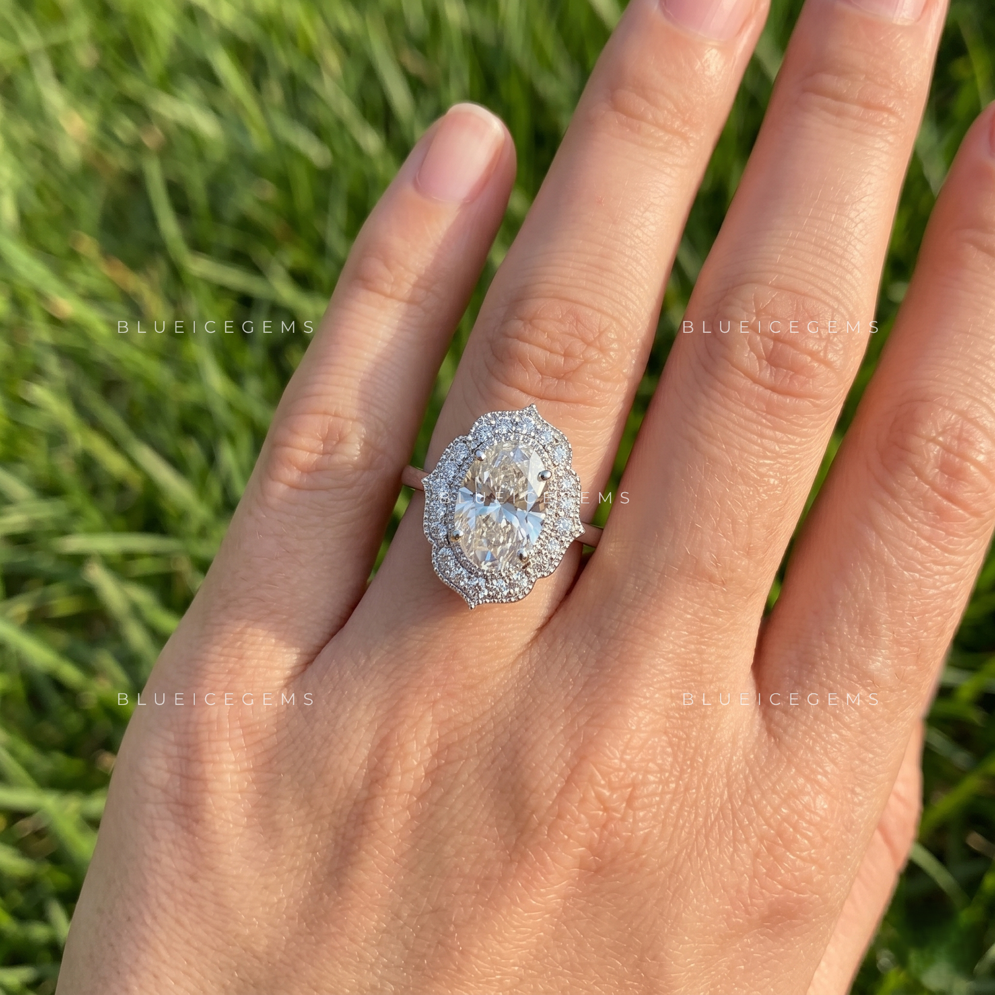 Serenade of Splendor Oval Cut Accent Engagement Ring