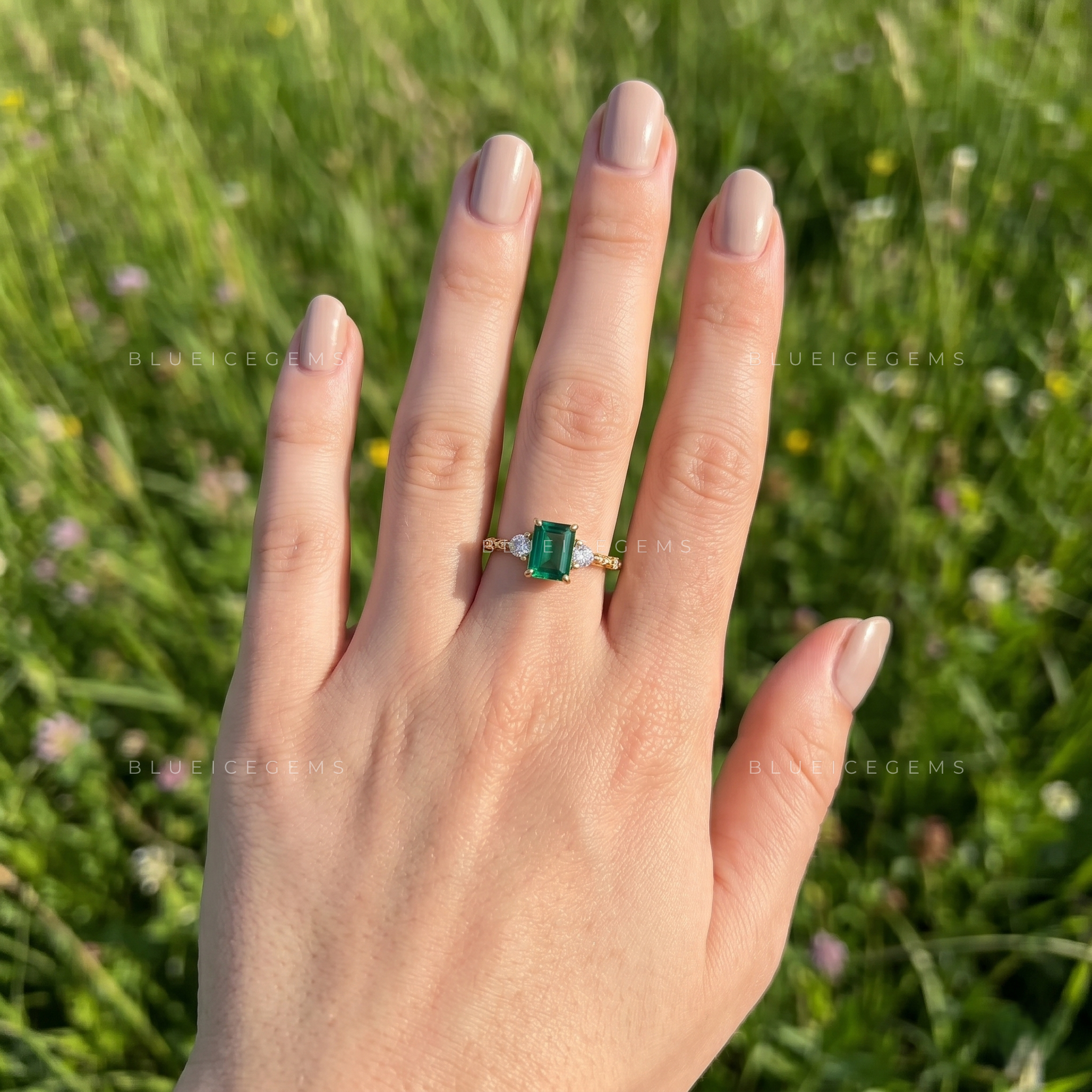 The "Verdant Aura" Emerald & Round Three-Stone: A Lush Modern Heirloom