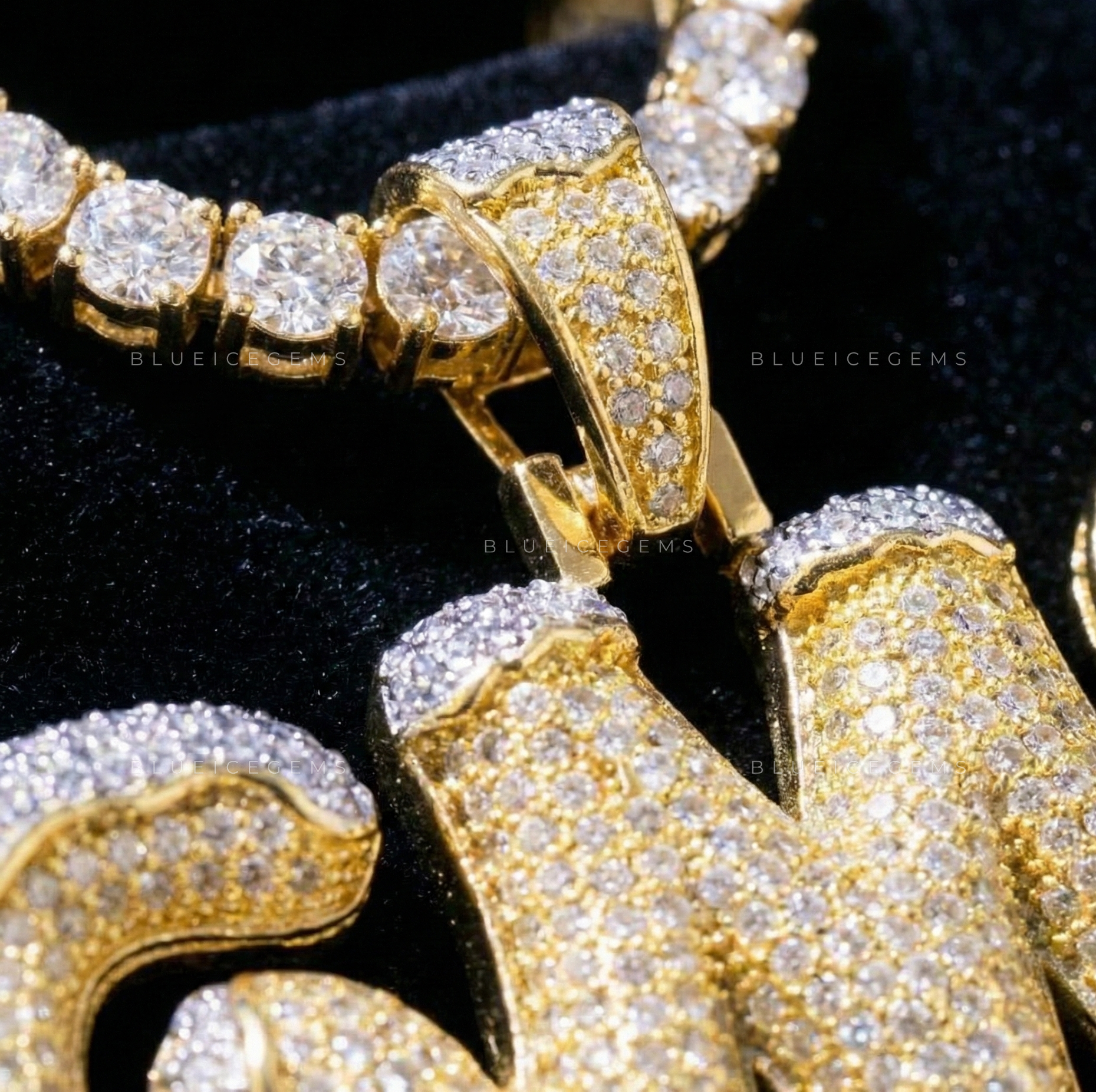 The "GMS" Arctic Gold: Snow-Capped 3D Bubble Script Two-Tone Pendant