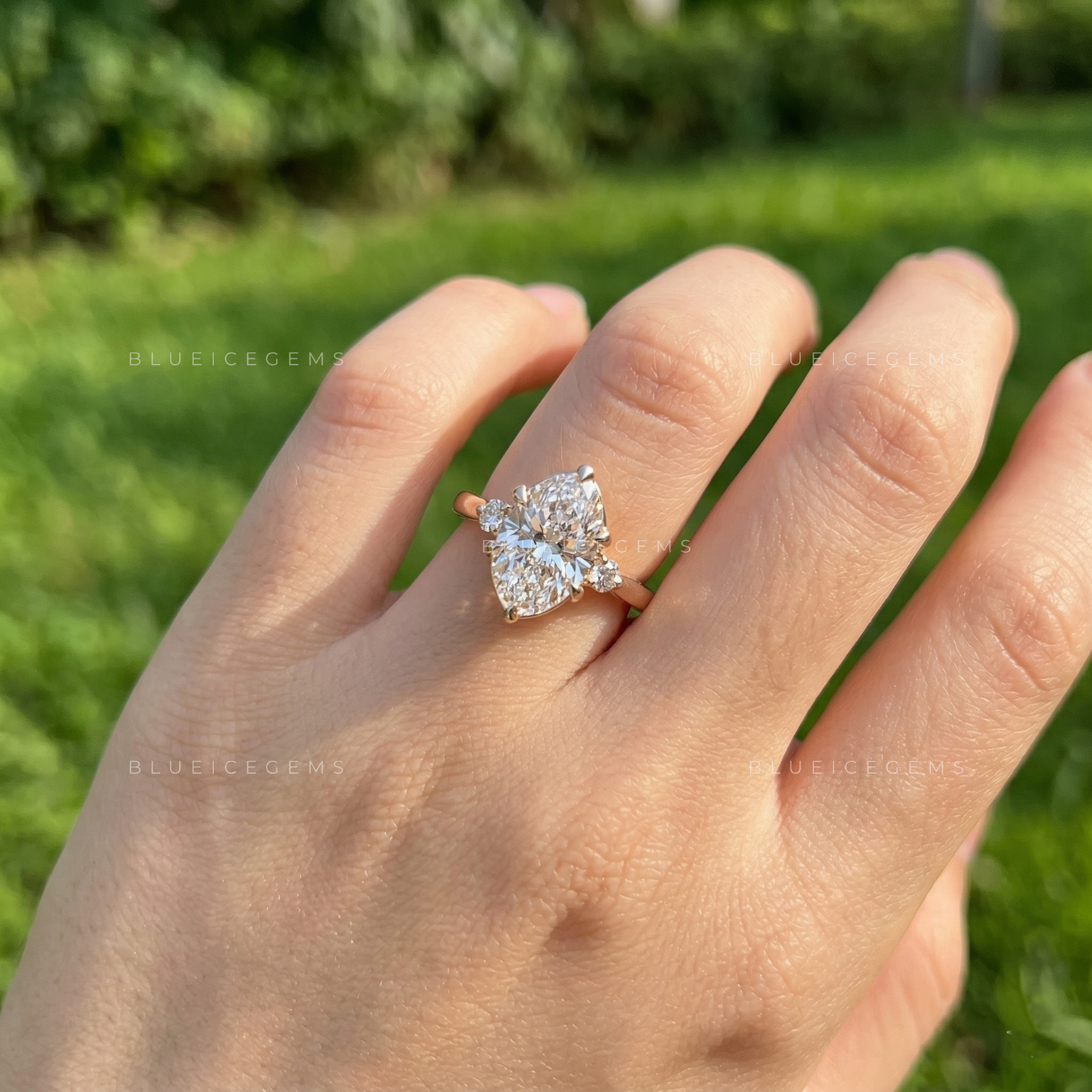 Radiant Harmony Oval Cut Accent Engagement Ring
