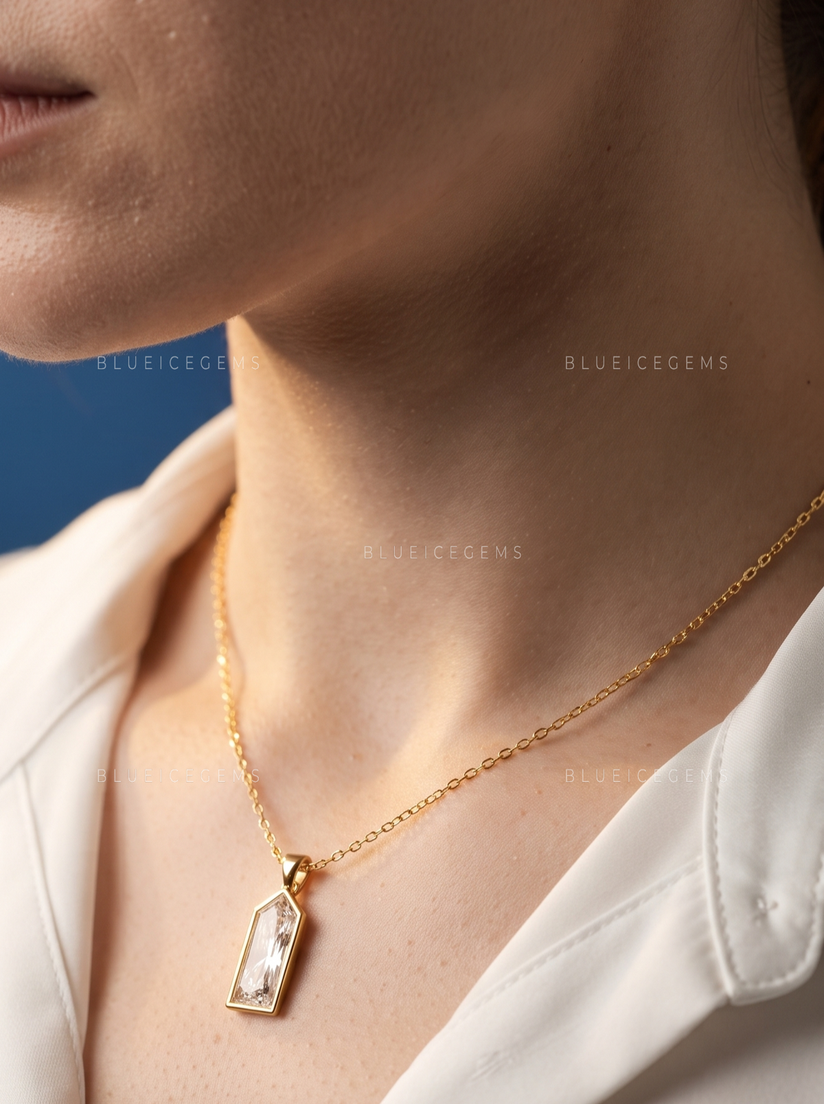 Bullet Shape Solitaire Diamond Pendant