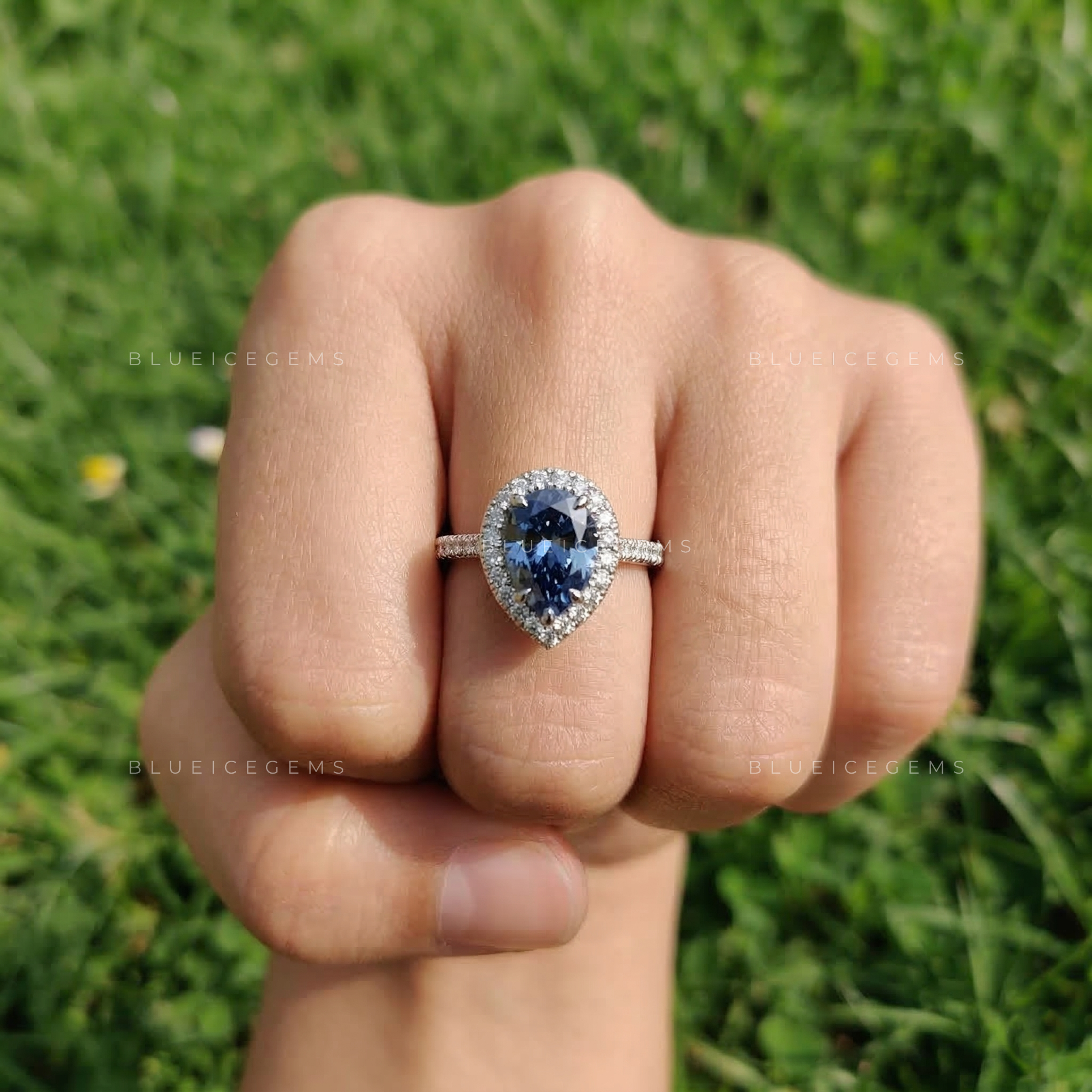 Regal Indigo Pear Cut Statement Ring