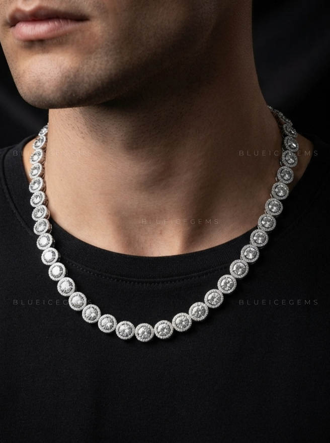Radiant Halo Bezel Tennis Chain