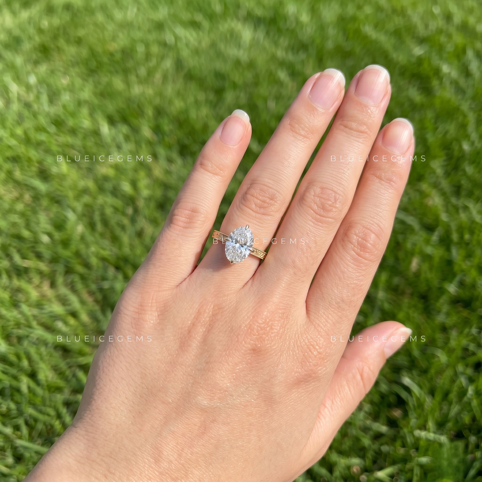 Ethereal Filigree Oval Cut Hidden Halo Engagement Ring