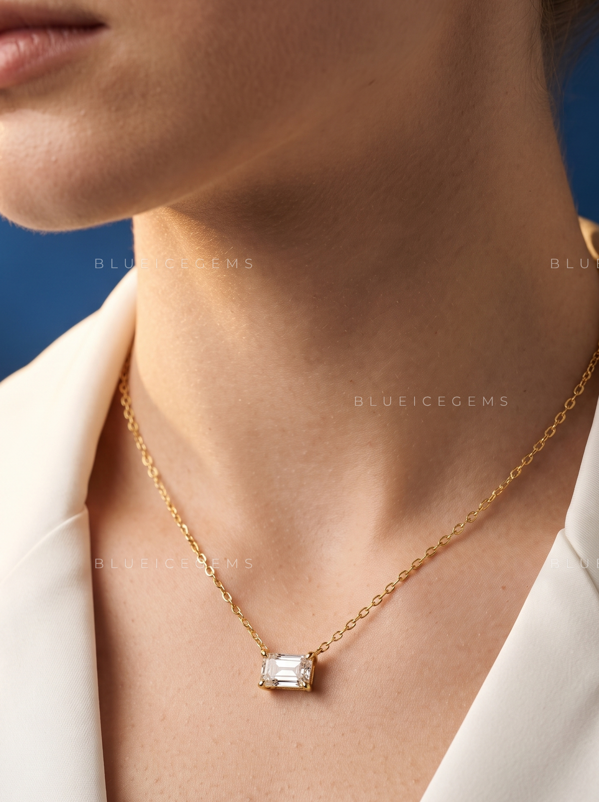 Emerald Cut Solitaire Diamond Pendant