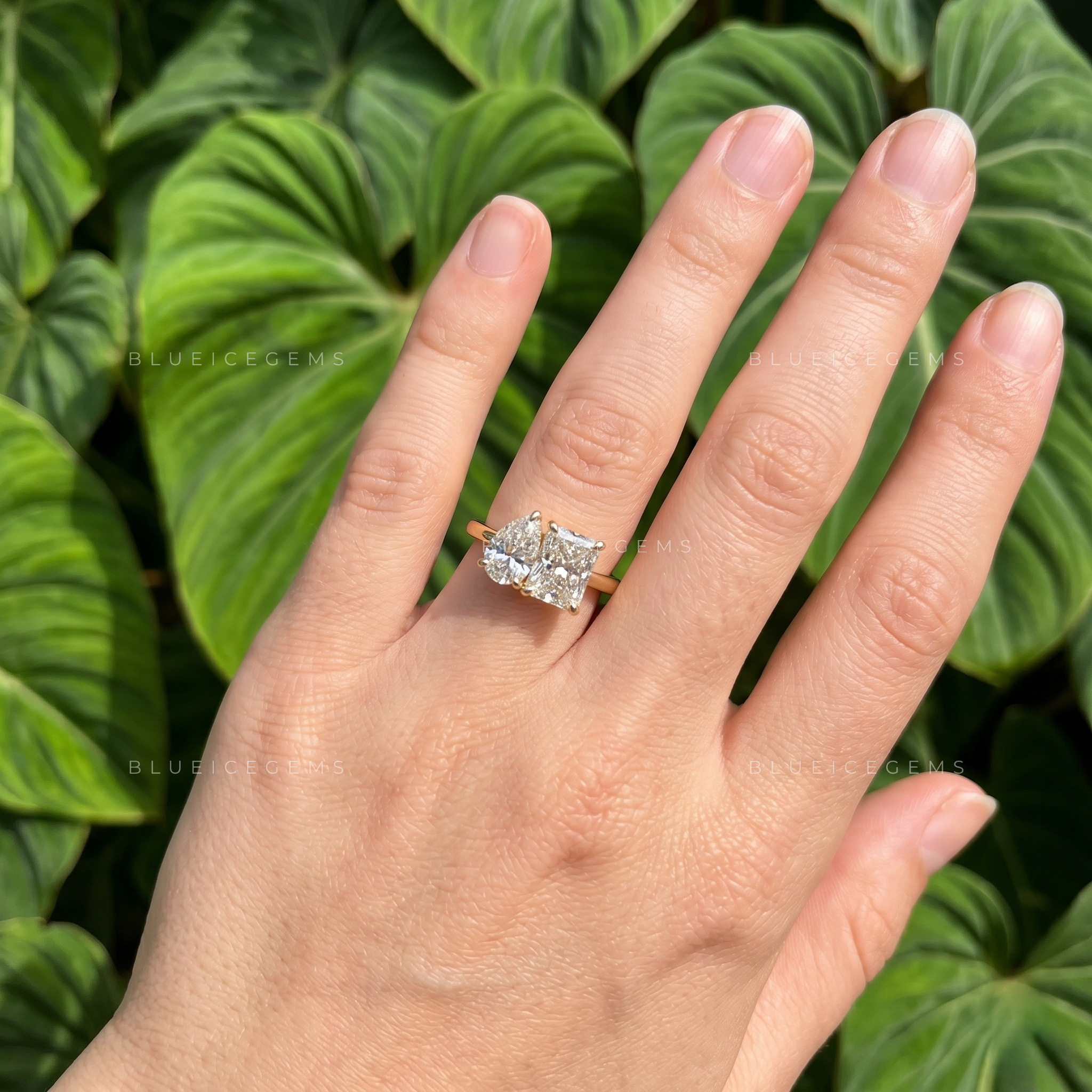Eternal Romance Radiant and Pear Cut Toi Et Moi Engagement Ring