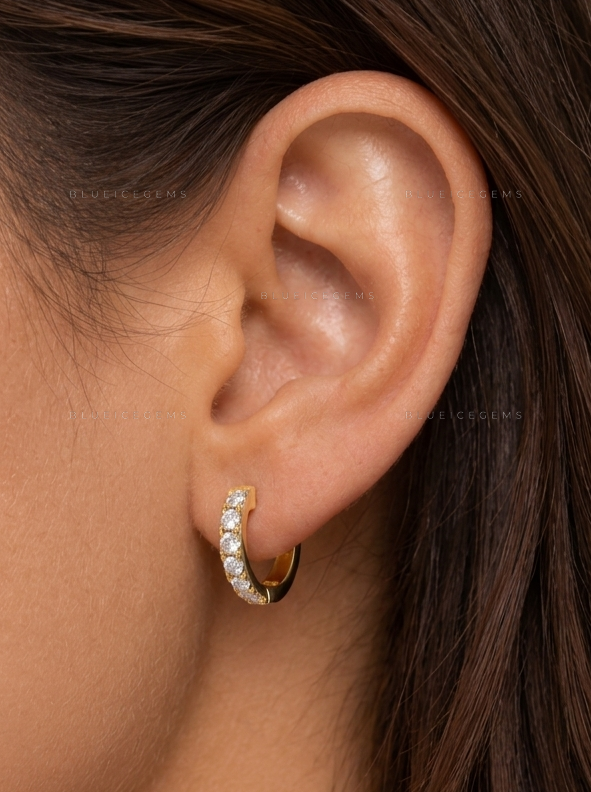 French Pavé Diamond Hoop Earrings
