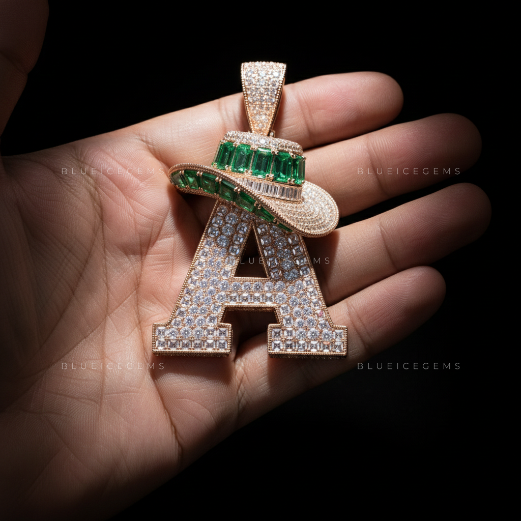 The Emerald Outlaw: Rose Gold "A" Monogram & Emerald-Baguette Cowboy Sovereign