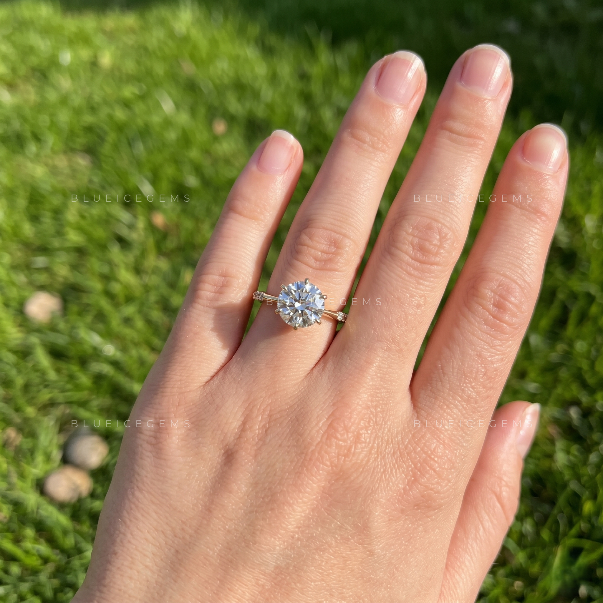 Celestial Sparkle Round Brilliant Cut Certified Pavé Engagement Ring