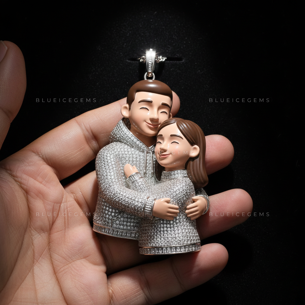 The "Eternal Embrace" Portrait: 3D Animated Style & Baguette-Trimmed Frost Sovereign
