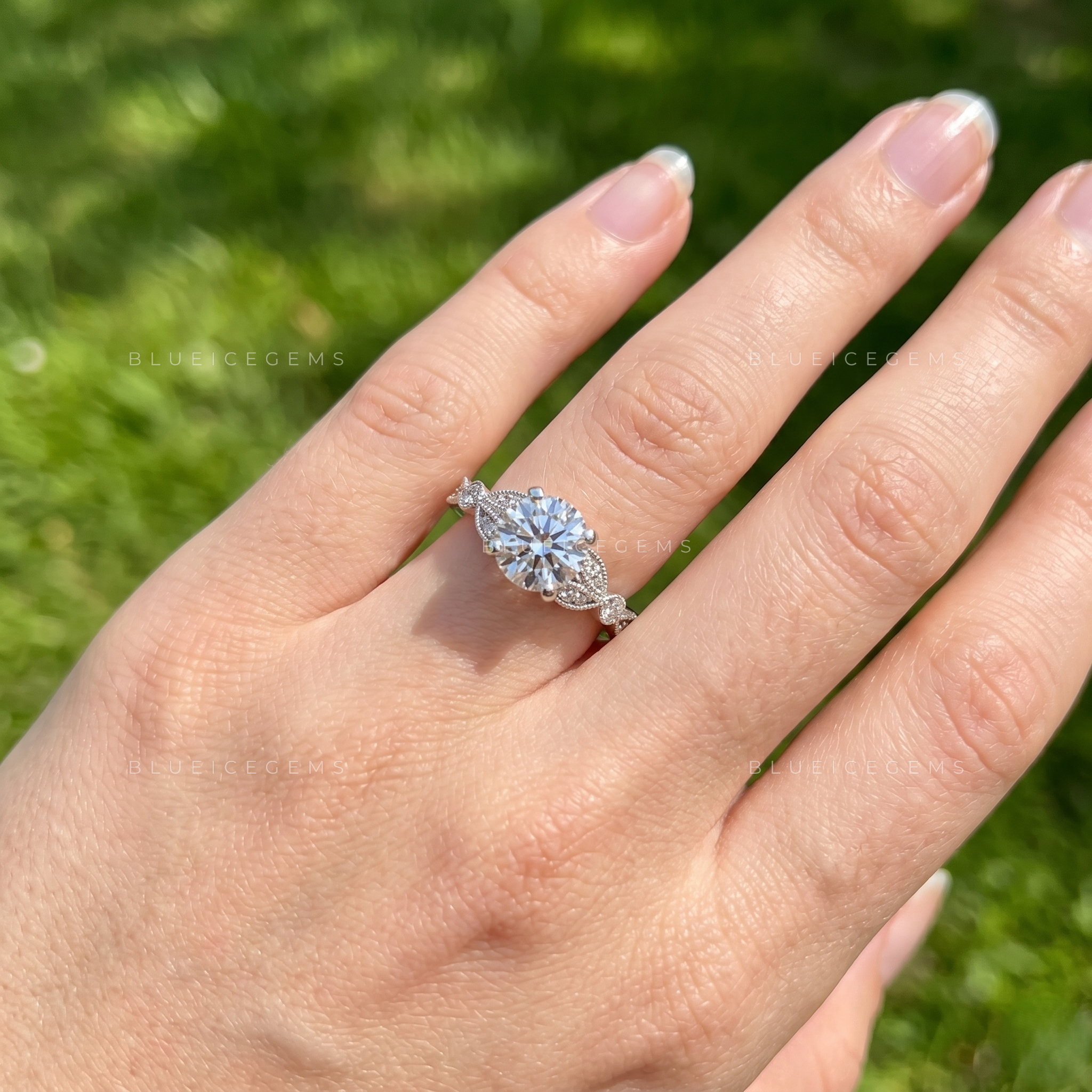 Vintage Romance Round Cut Marquise Outline Milgrain Statement Ring