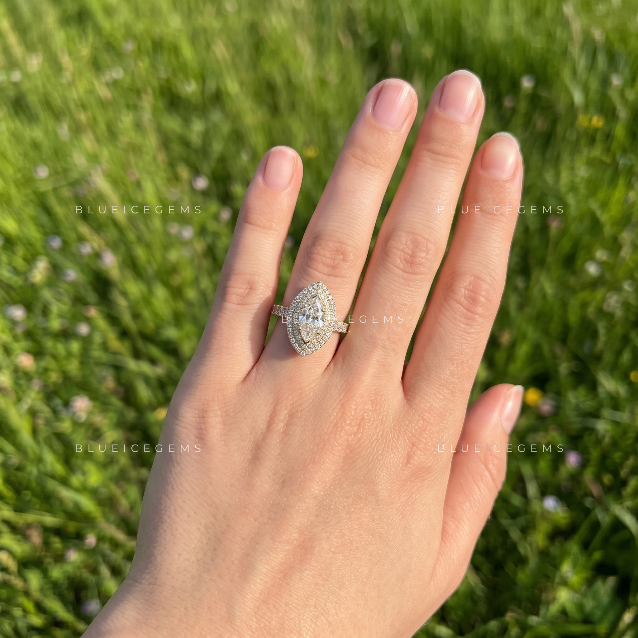 Celestial Crown Marquise Cut Accented Engagement Ring