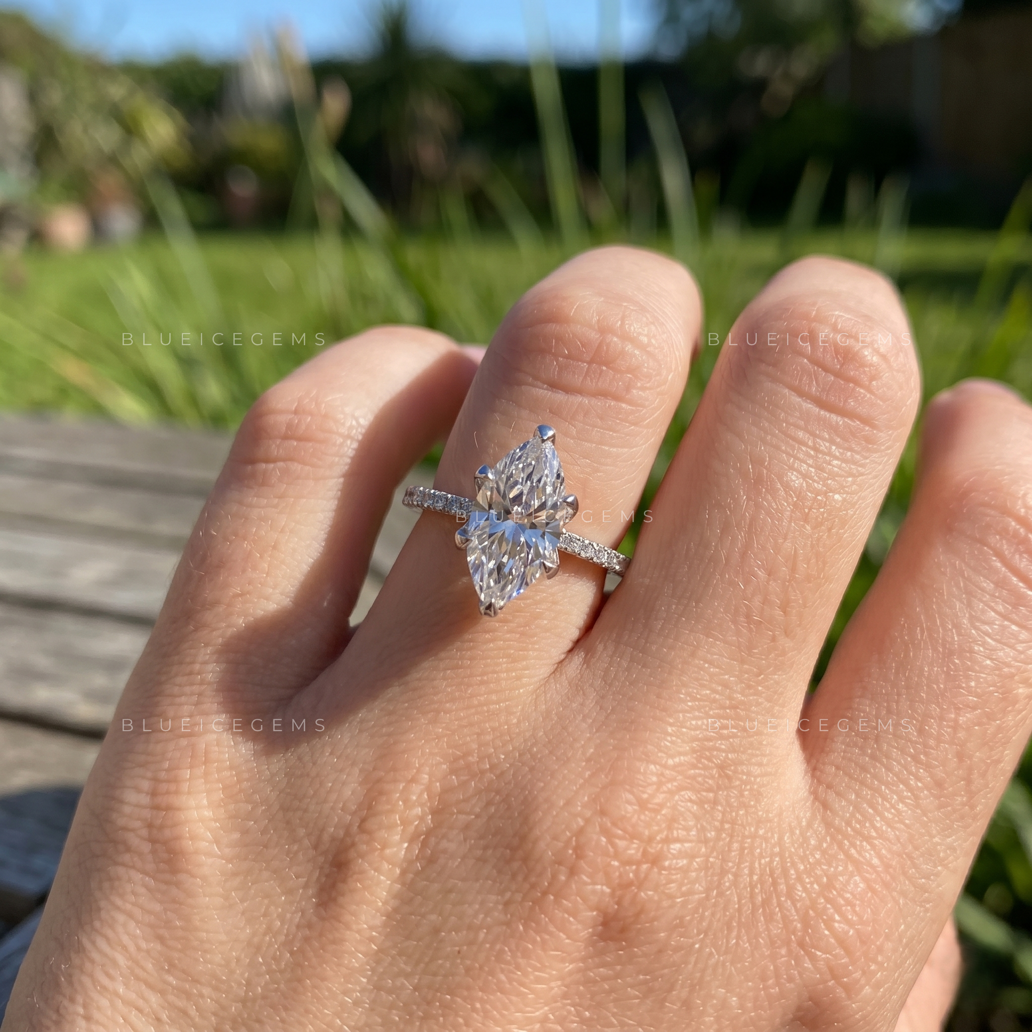 Nature-Themed Marquise Cut Sophisticated Anniversary Treasure Ring