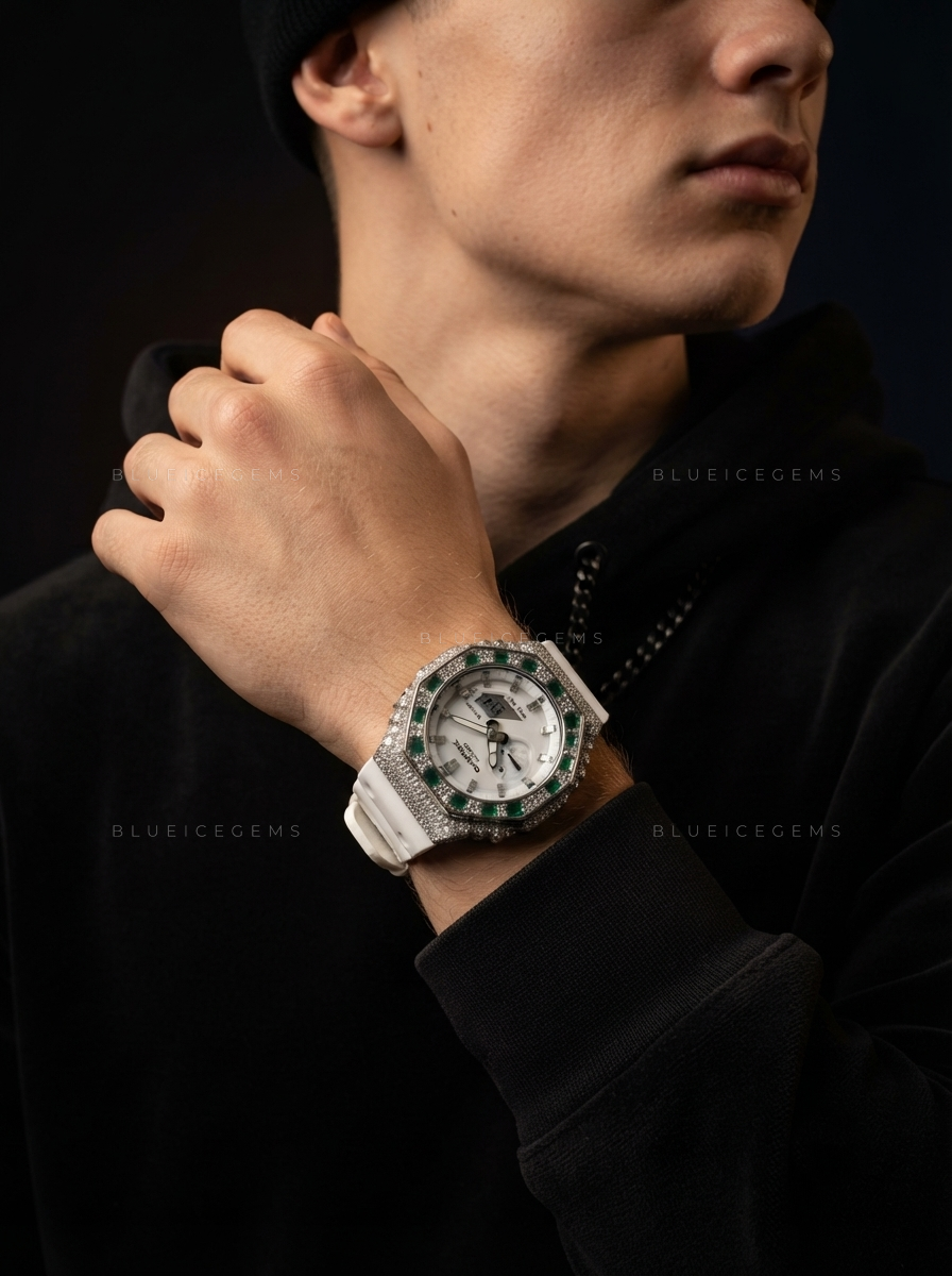Prismatic Crown Iced Watch – VVS Moissanite Rainbow Edition