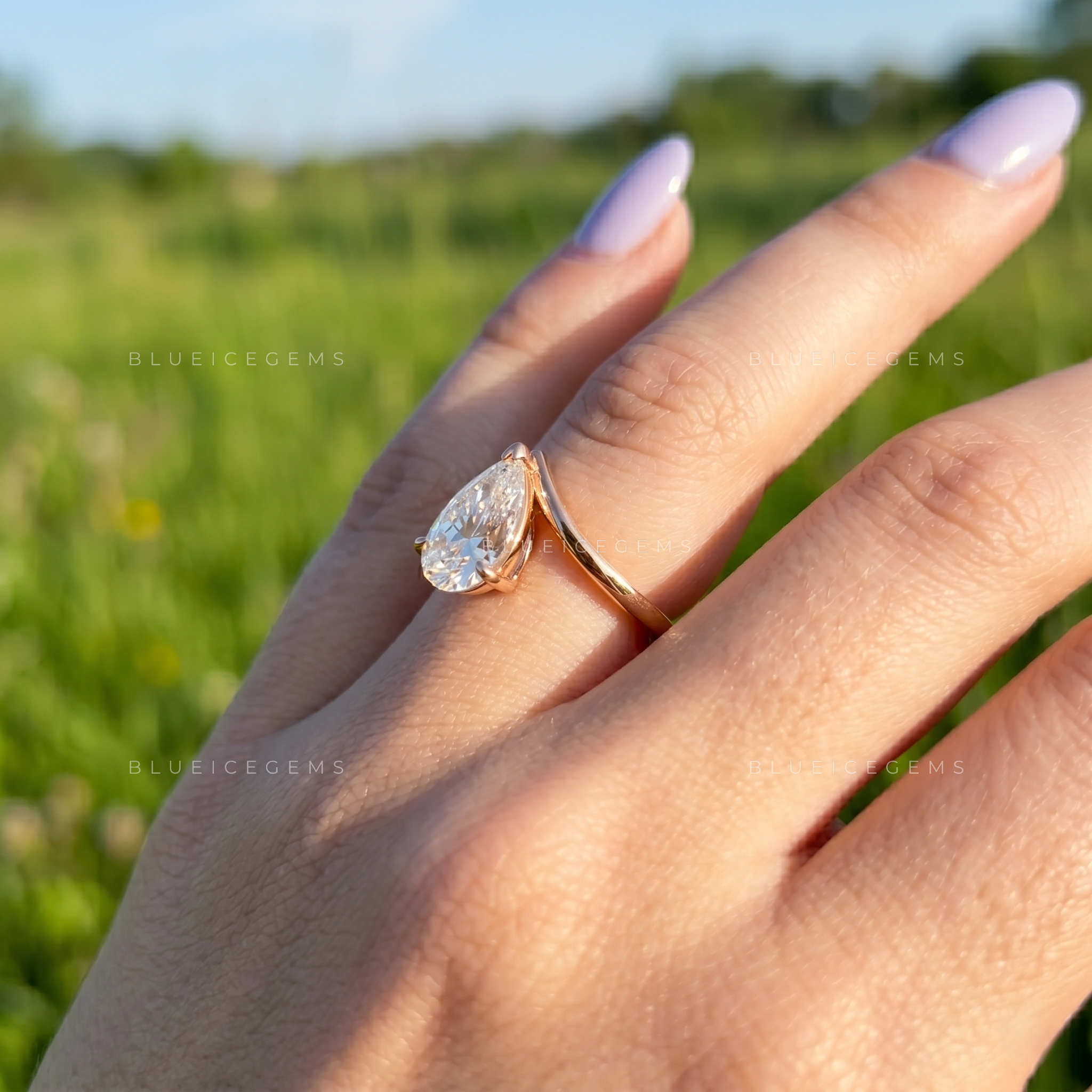 Infinite Allure Pear Cut Certified V-Shape Engagement Ring