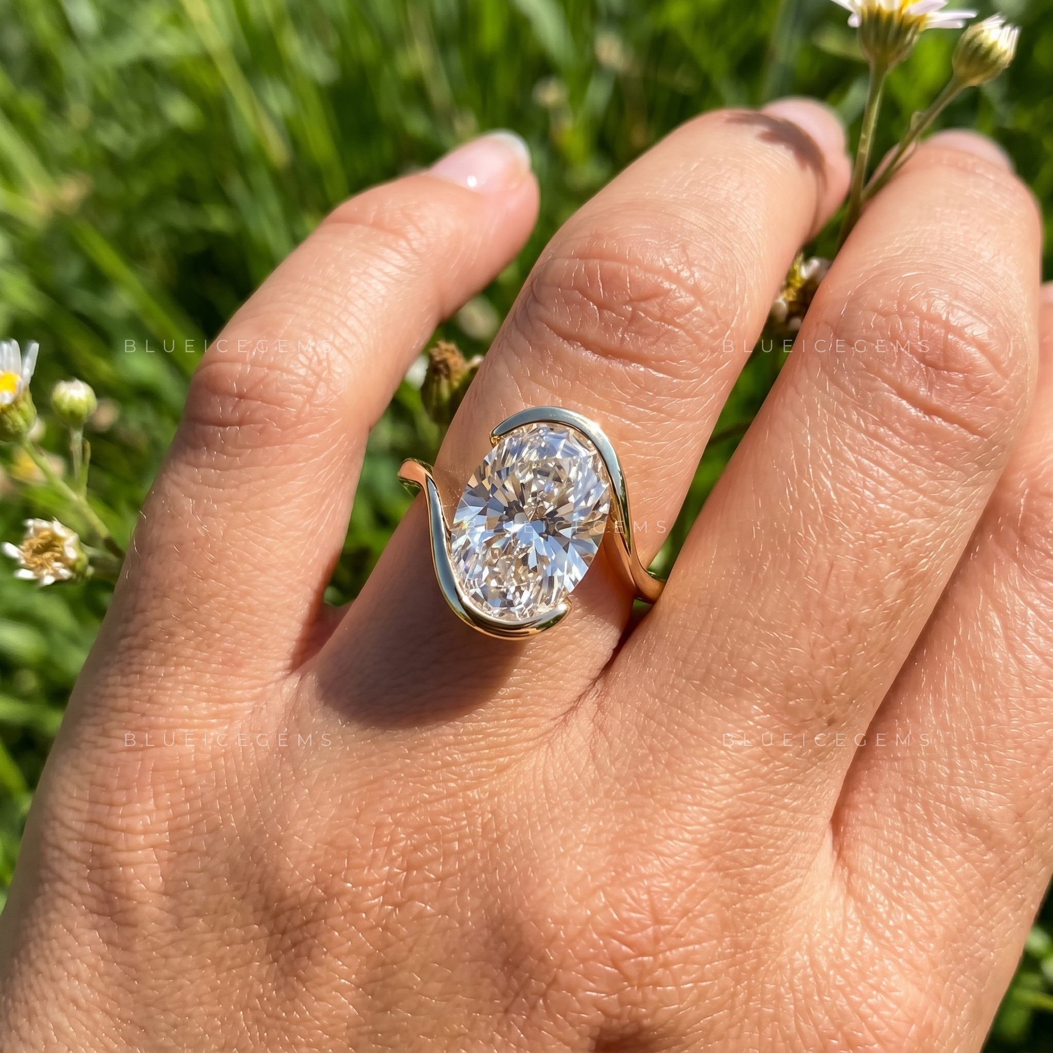 Infinite Grace Oval Cut Swirl Band Solitaire Engagement Ring