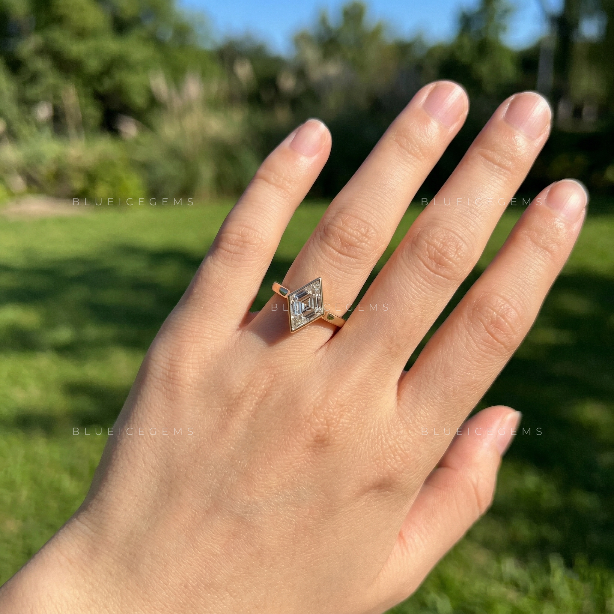 Geometric Elegance Lozenge Cut Solitaire Engagement Ring