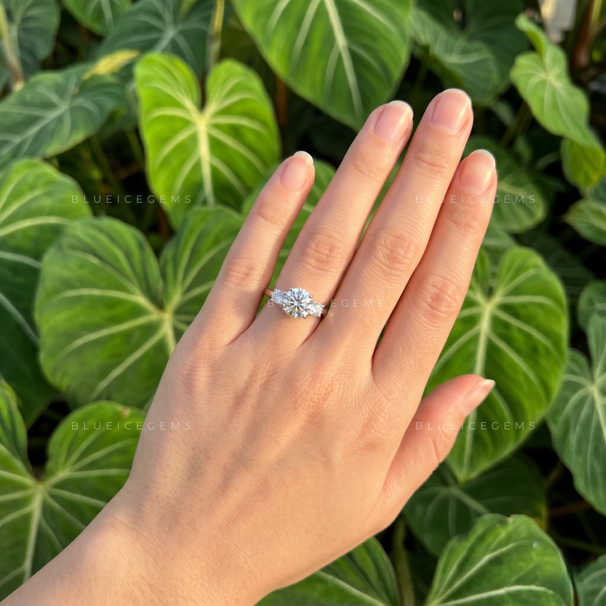 Celestial Splendor Round Brilliant Three Stone Trilogy Engagement Ring