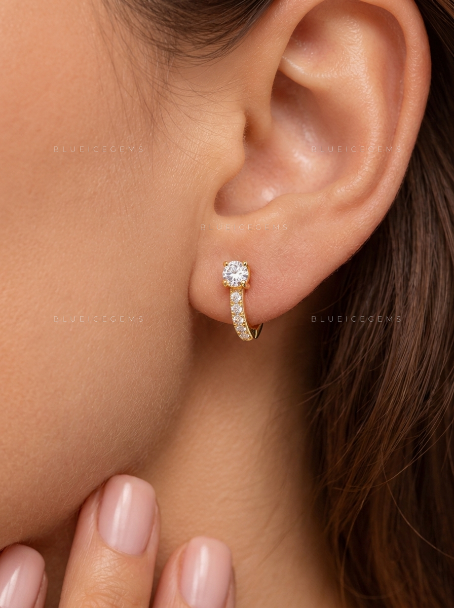 Elegant Round Pavé Huggie Earrings