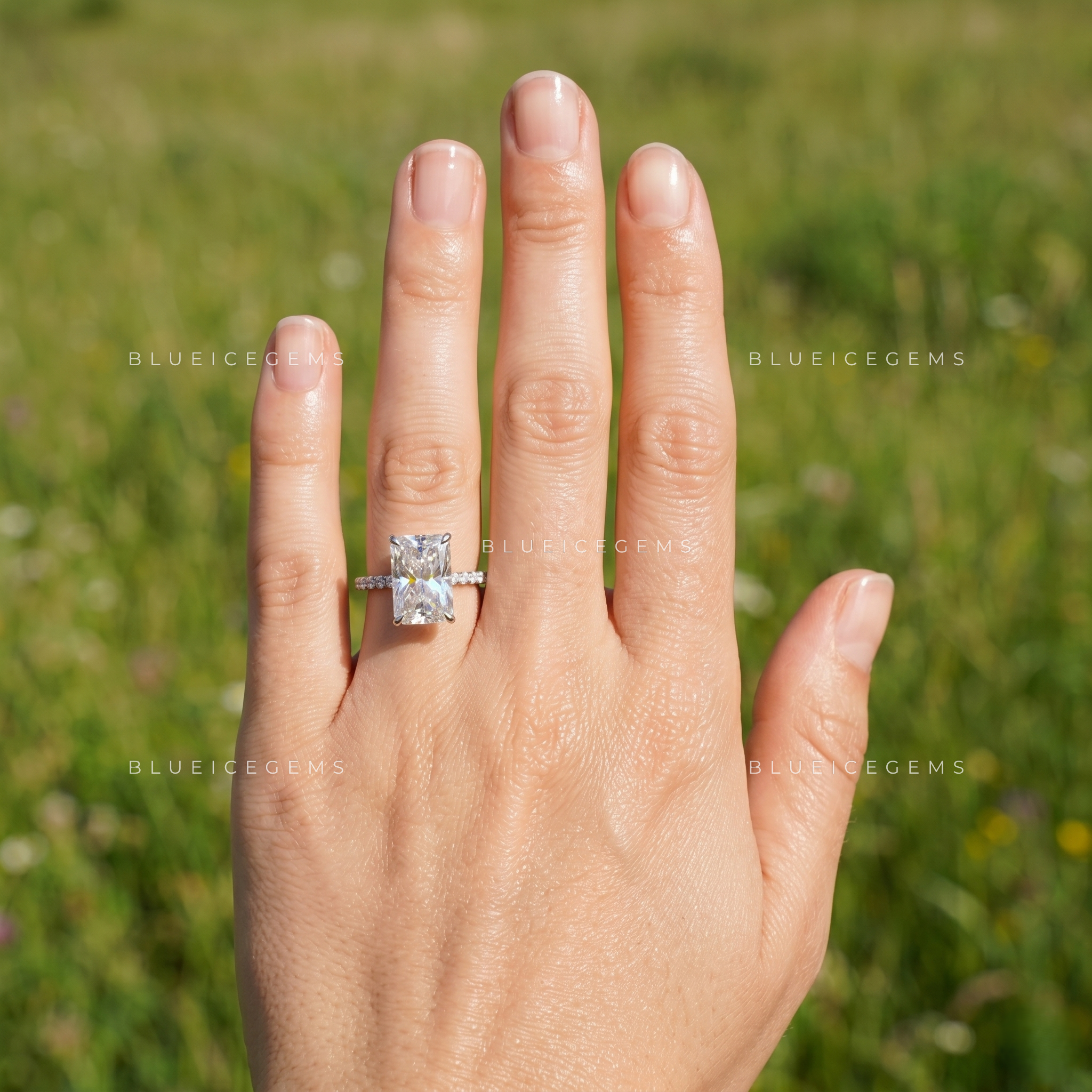 Opulent Grace Radiant Cut Hidden Halo Engagement Ring