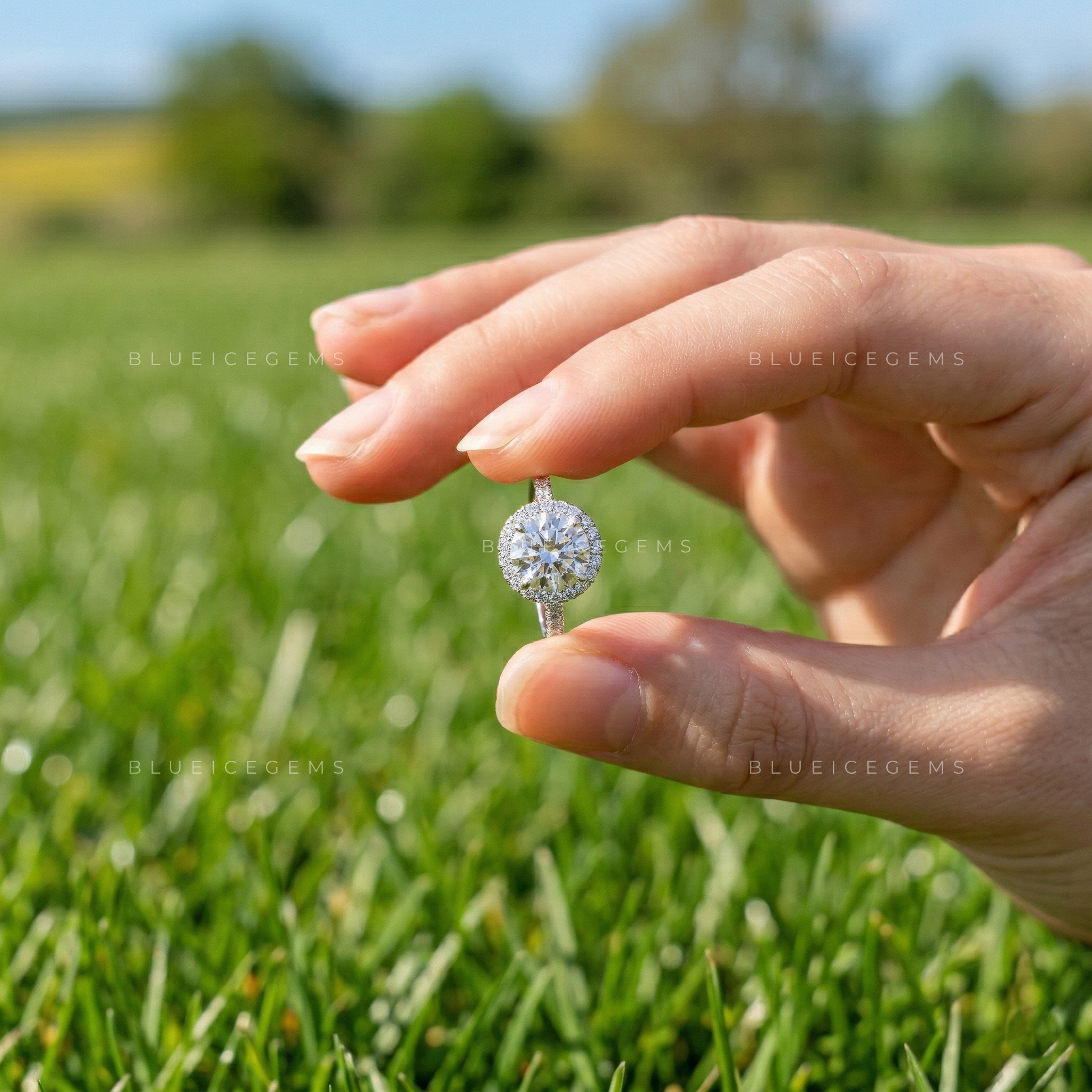 Stellar Radiance Round Cut Pavé Engagement Ring