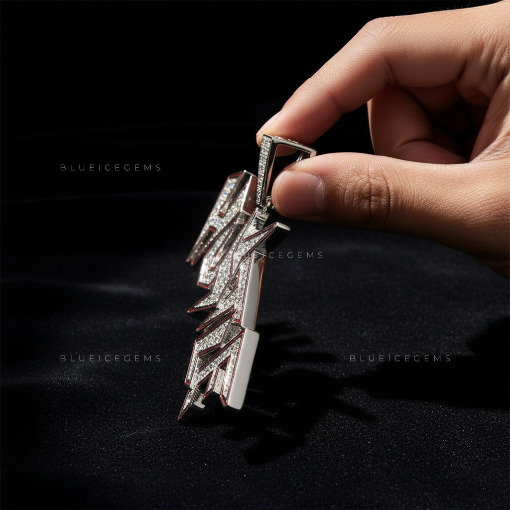The "HUSTLE" High-Voltage: Jagged Lightning Script & Crimson Contour Pendant