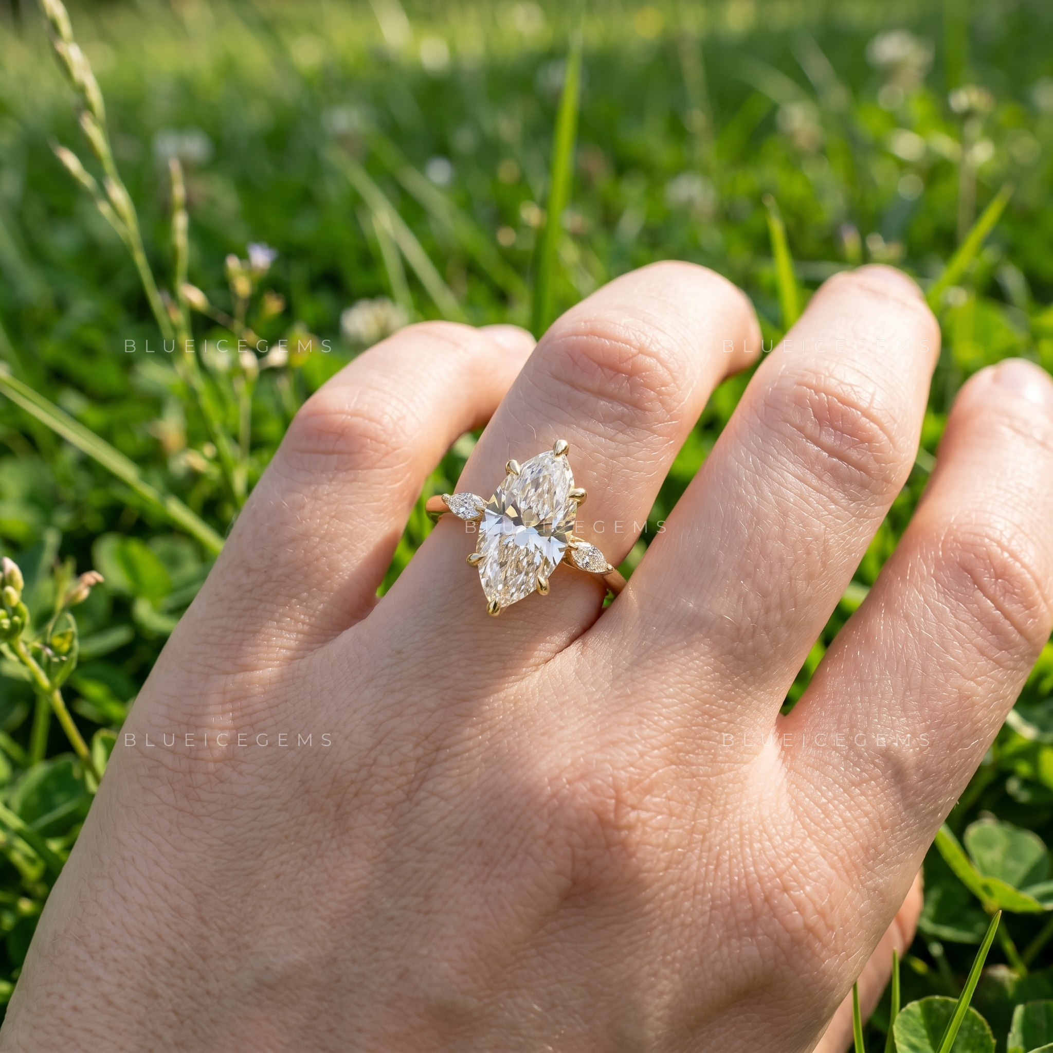 Regal Whisper Marquise Brilliant Cut Accent Solitaire Engagement Ring