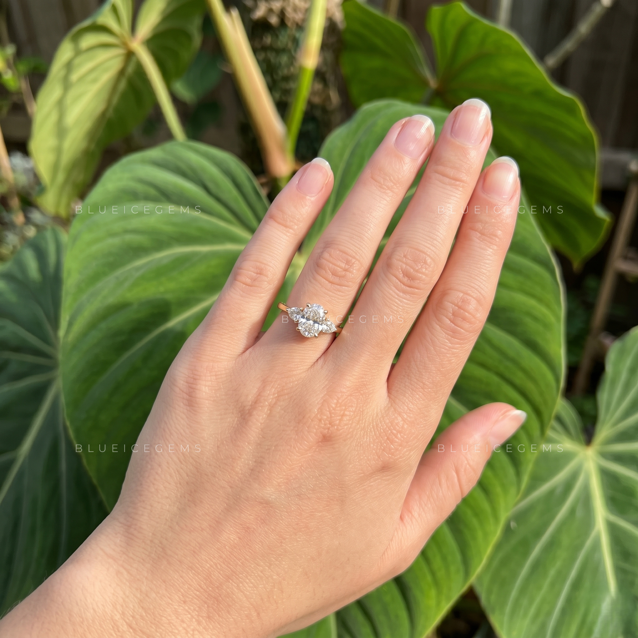 Luminous Grace Oval Cut Three Stone Engagement Ring