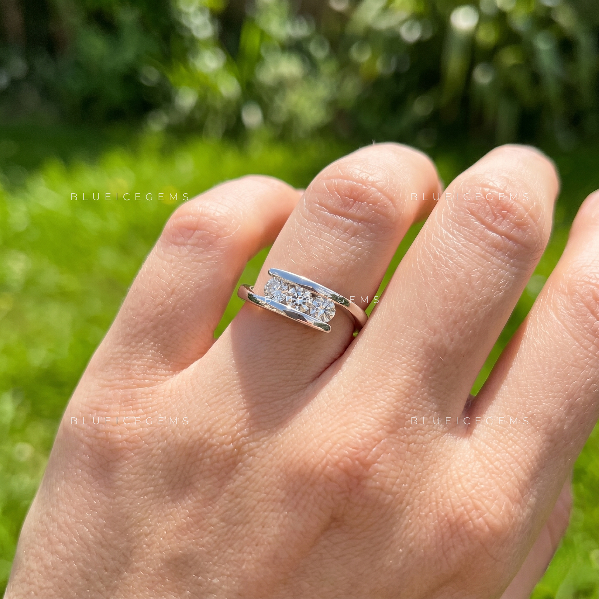 Starlight Cascade Round Cut Contour Wedding Band