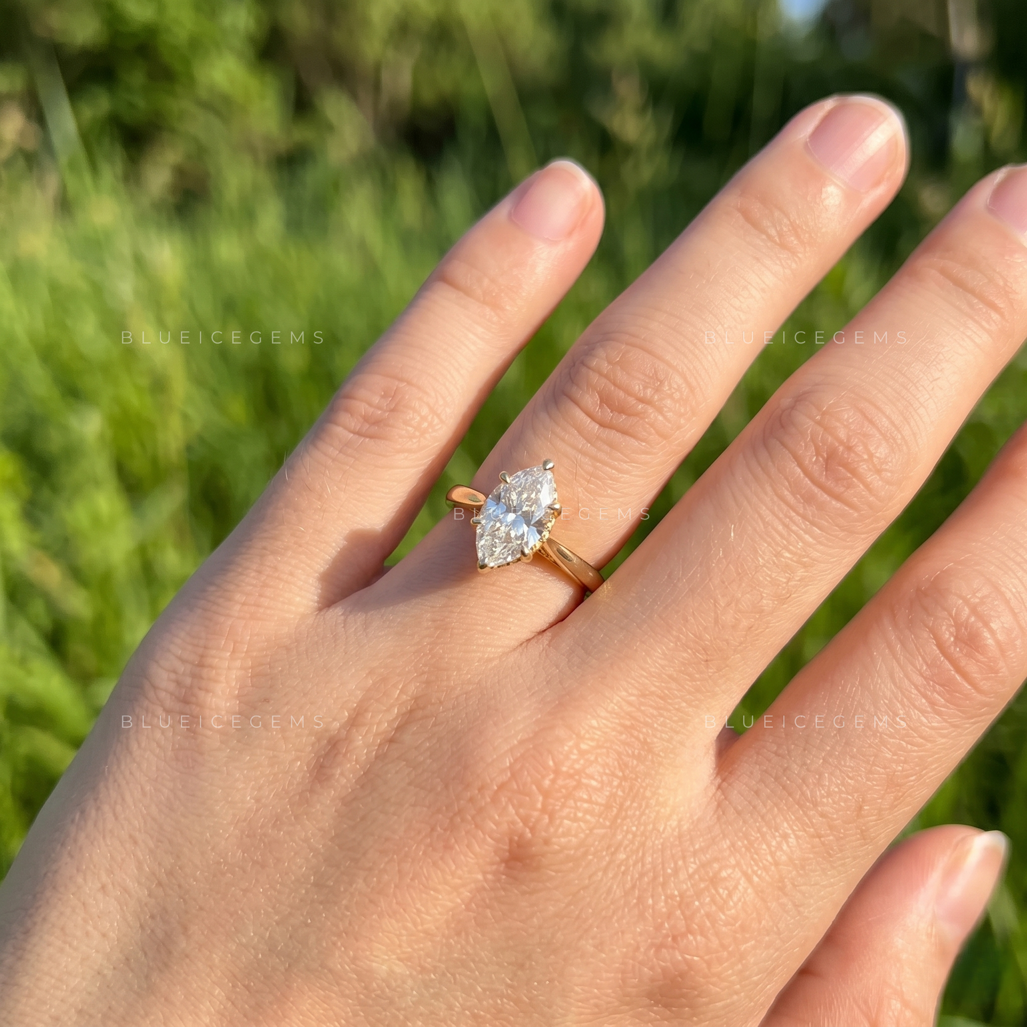 Aurelia Marquise Cut Hidden Halo Solitaire Engagement Ring