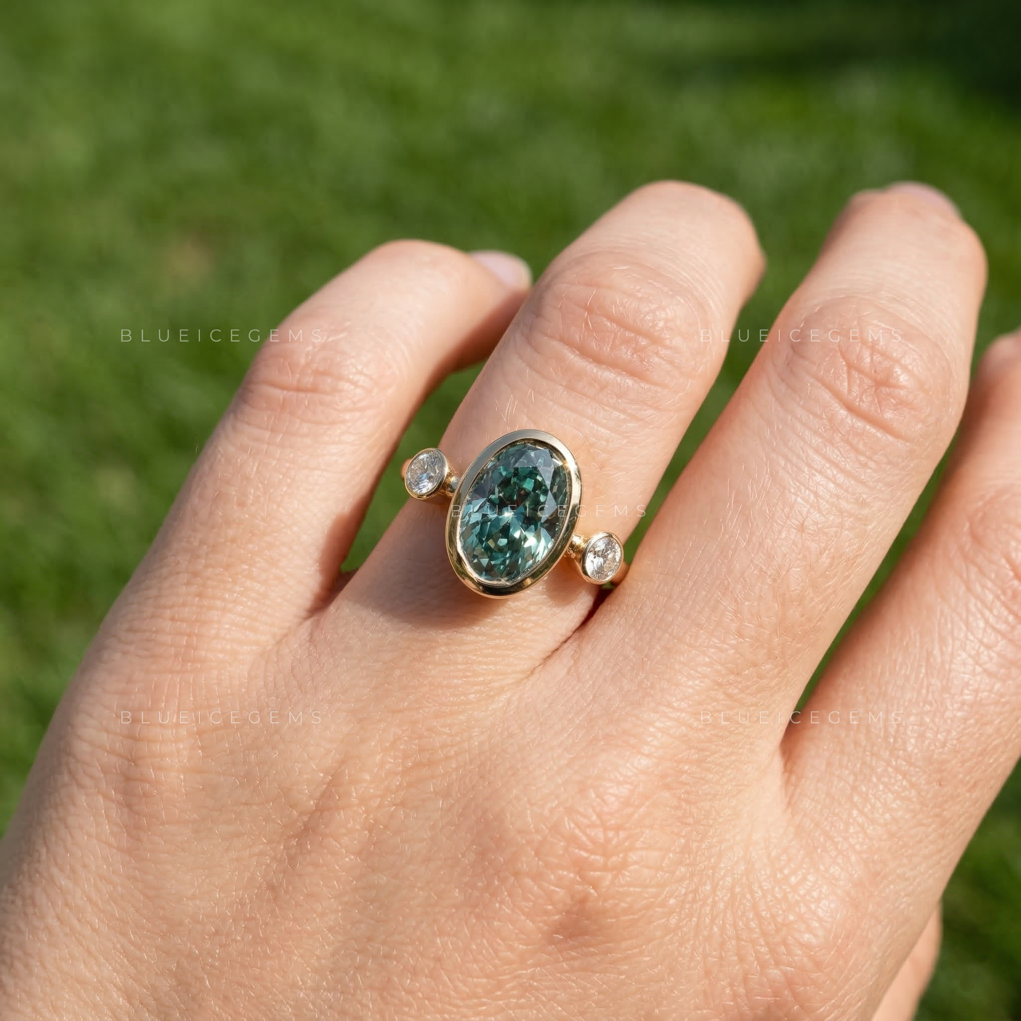 Emerald Forest Oval Cut Pavé Engagement Ring