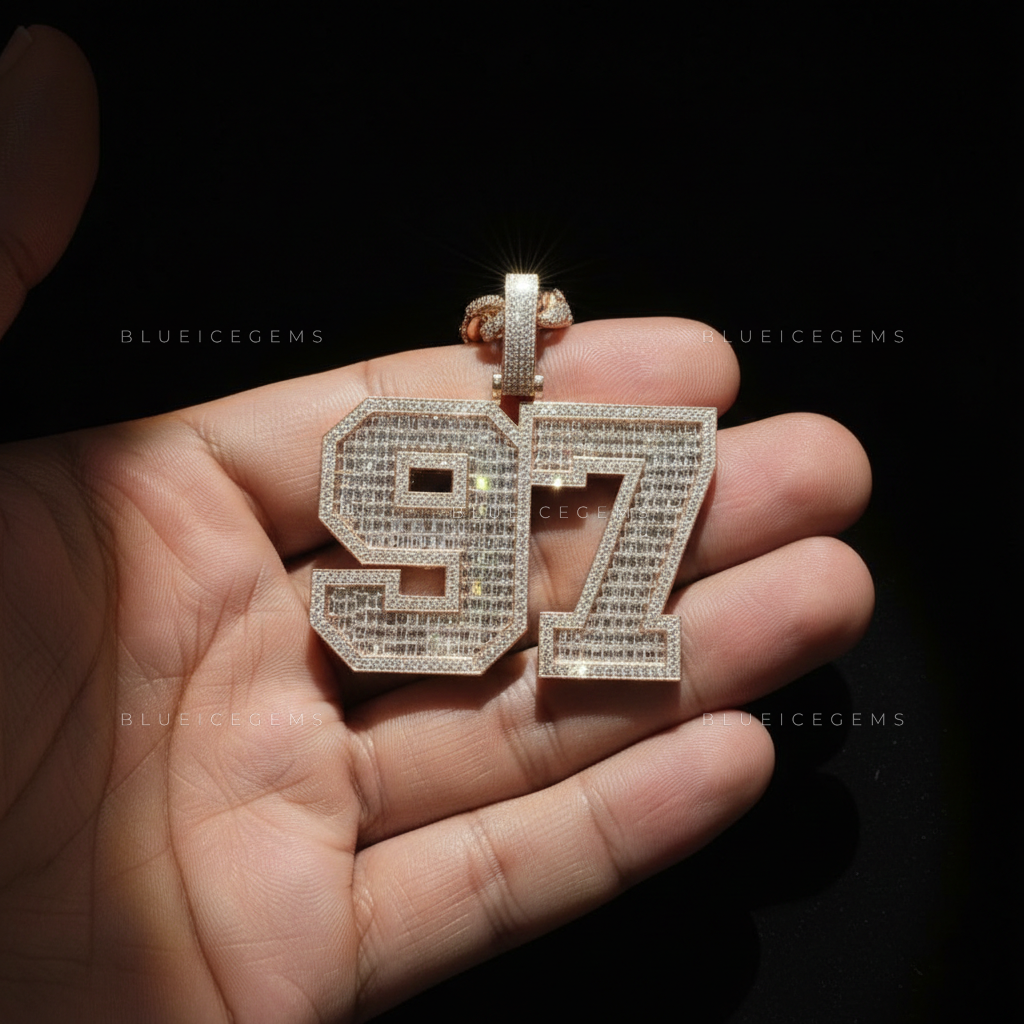 The "97" Legacy: Baguette-Fusion Collegiate Block & Rose Gold Cuban Set